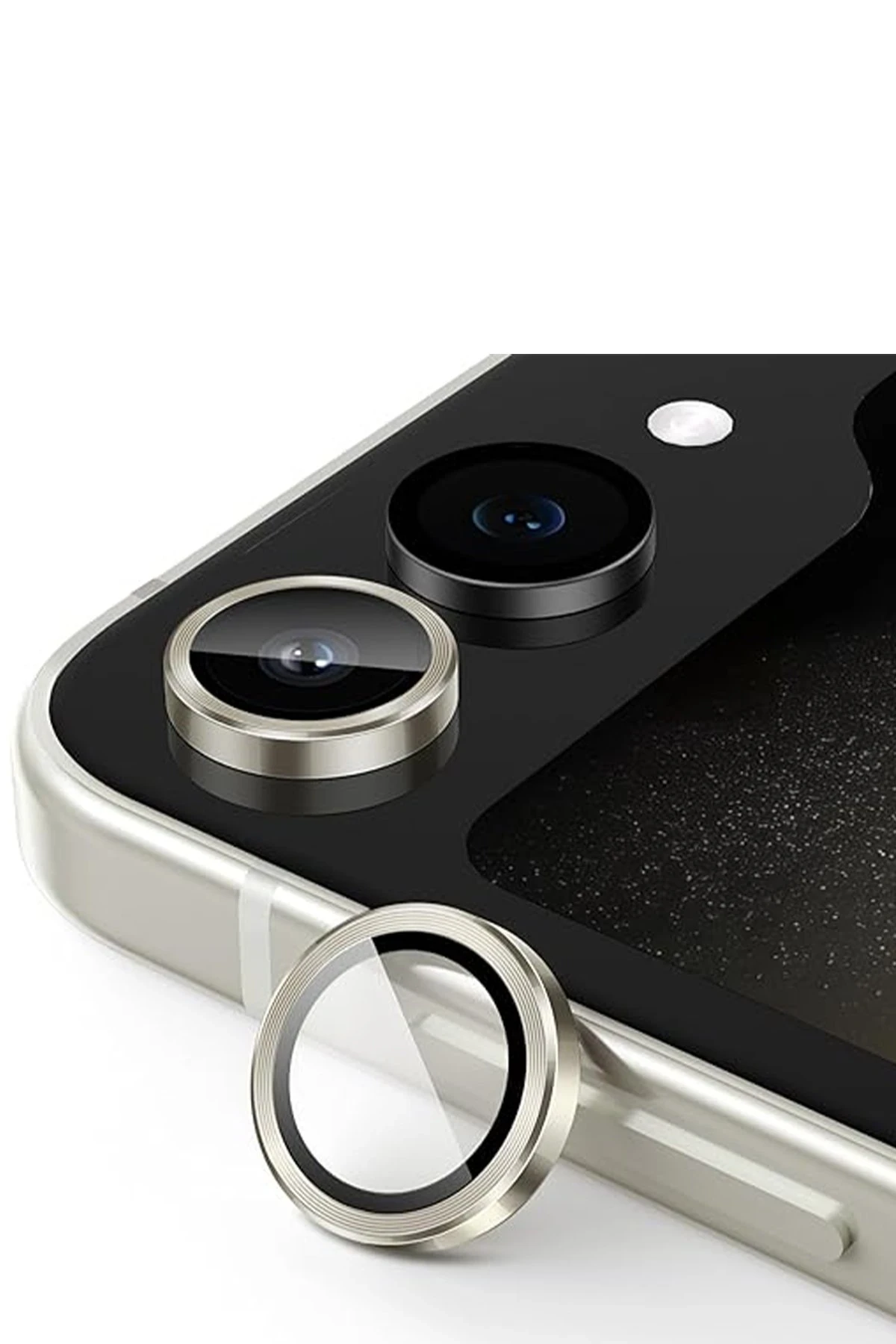 Newface Samsung Galaxy Z Flip 5 Valdez Metal Kamera Lens - Krem