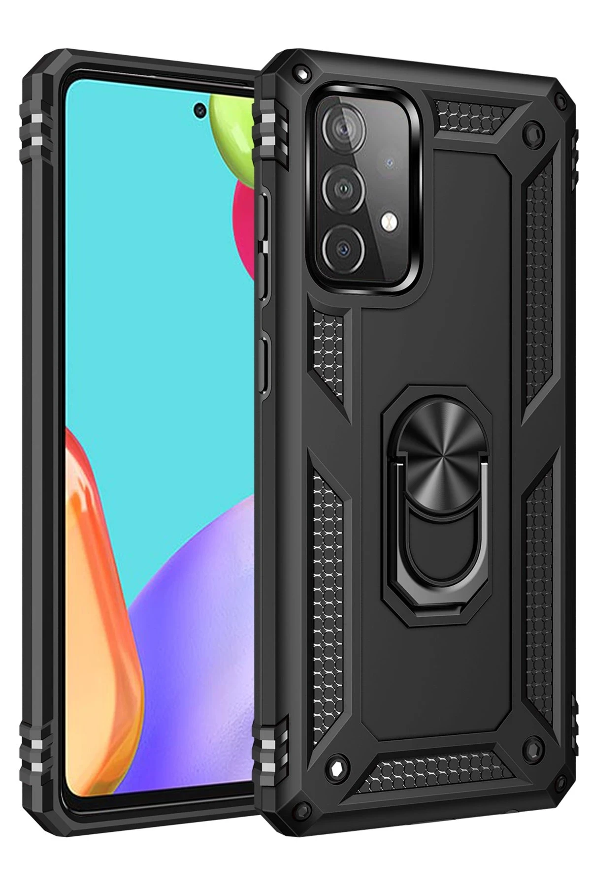 Newface Samsung Galaxy A33 5G Kılıf Sofya Yüzüklü Silikon Kapak - Siyah