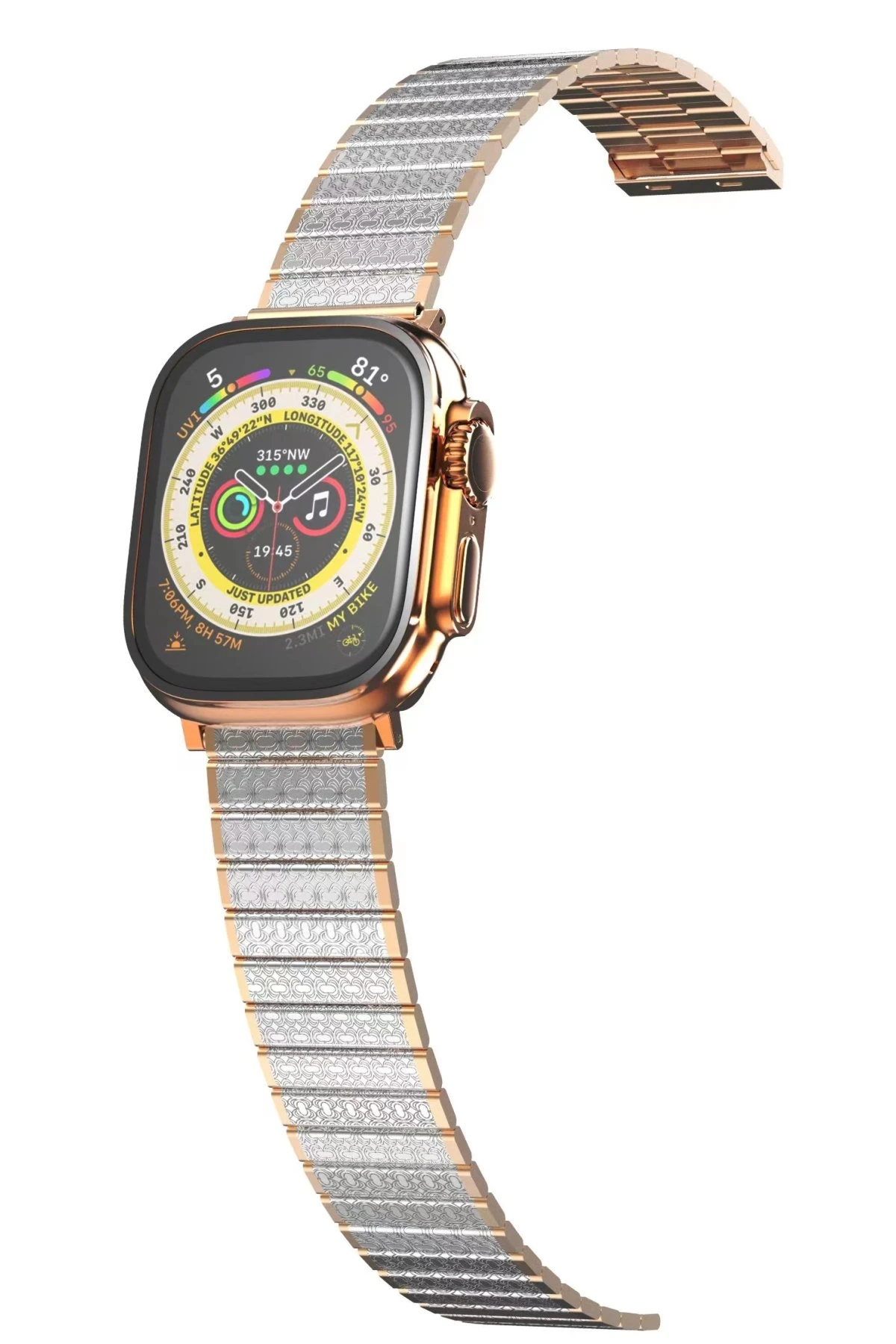 Newface Apple Watch 42mm Made Metal Kordon - Gümüş-Rose Gold
