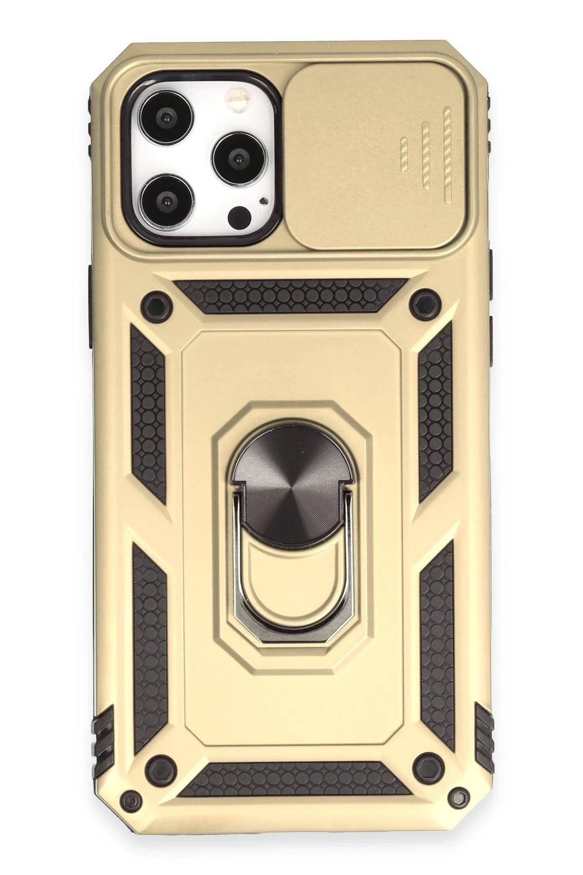 Newface iPhone 12 Pro Max Kılıf Pars Lens Yüzüklü Silikon - Gold