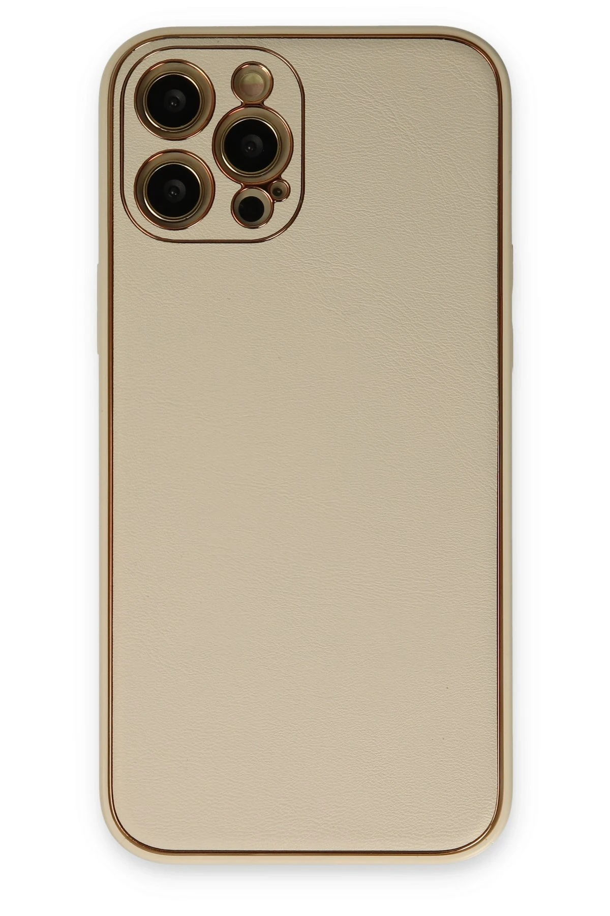 Newface iPhone 12 Pro Kılıf Coco Deri Silikon Kapak - Gold