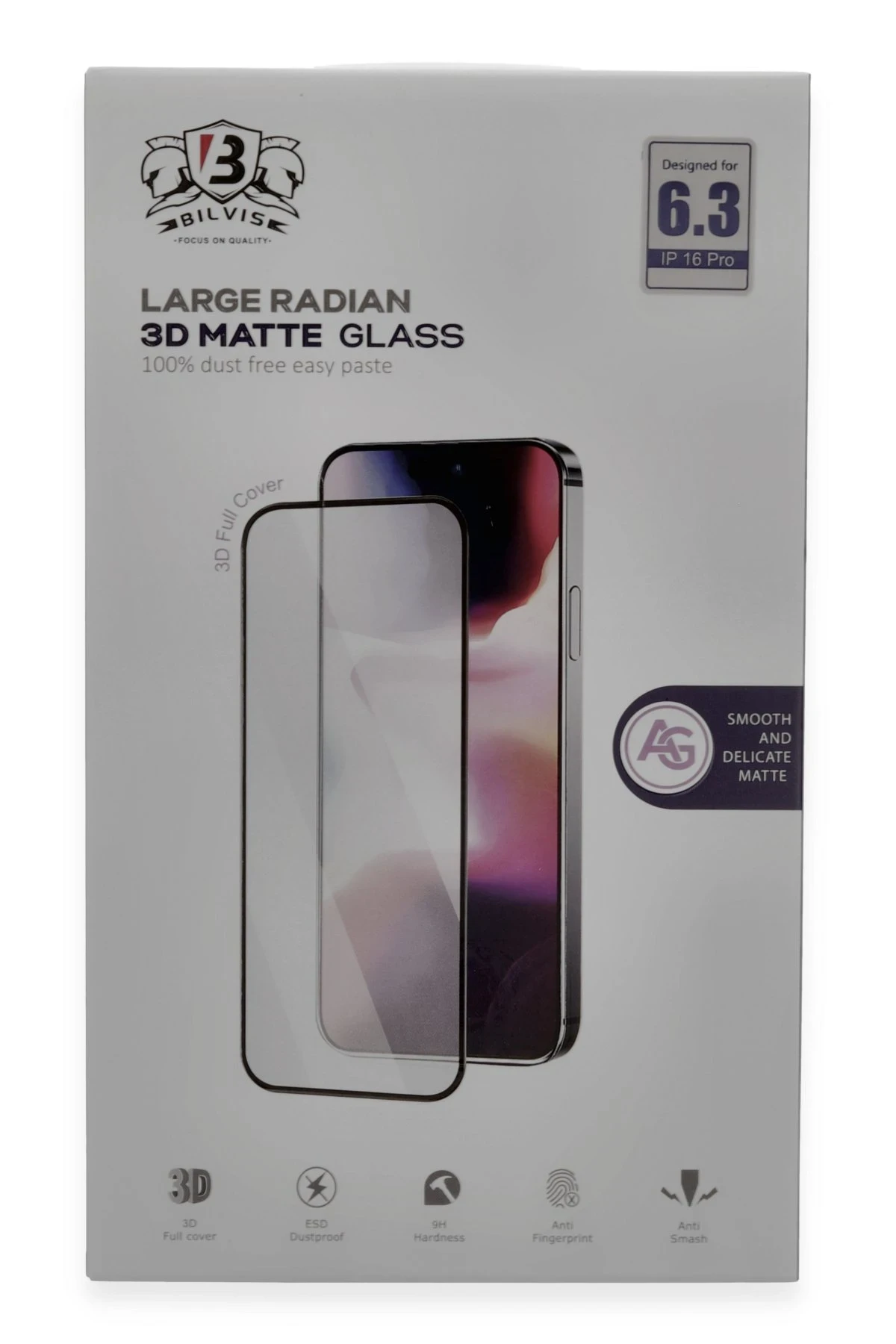 Newface iPhone 16 Pro Bilvis 3D Mat Cam Ekran Koruyucu