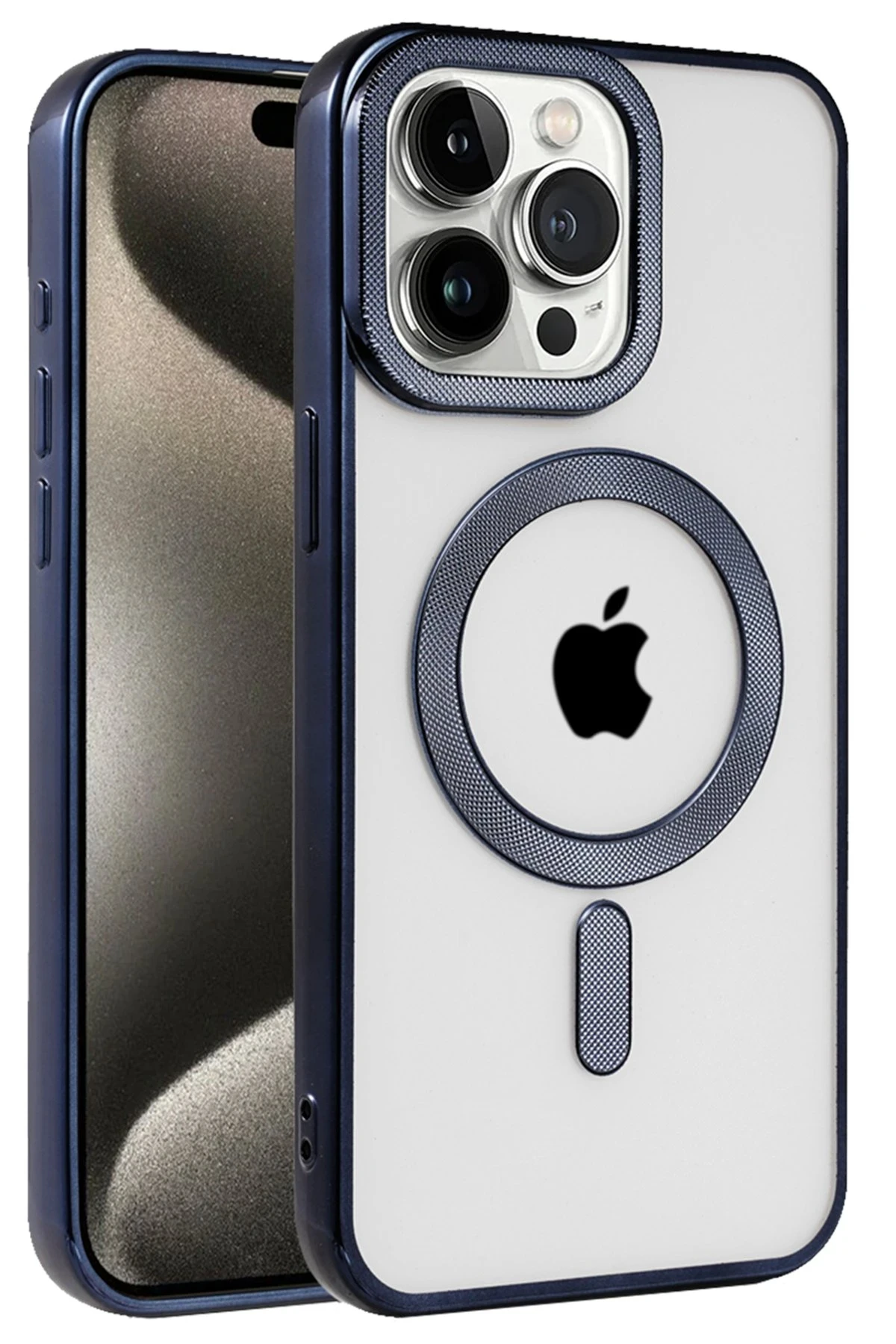 Newface iPhone 15 Pro Max Kılıf Kronos Magsafe Kapak - Lacivert