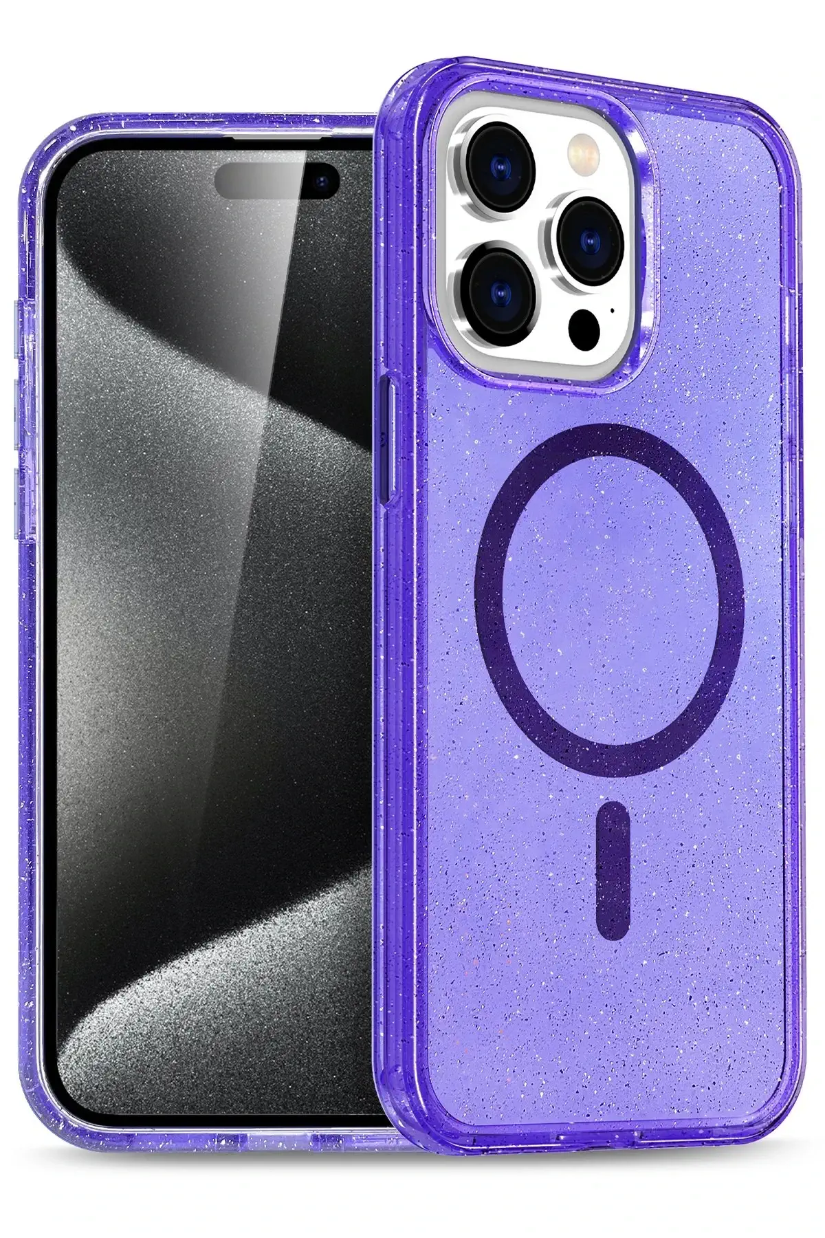 Newface iPhone 14 Pro Kılıf Glow Magsafe Kapak - Mor