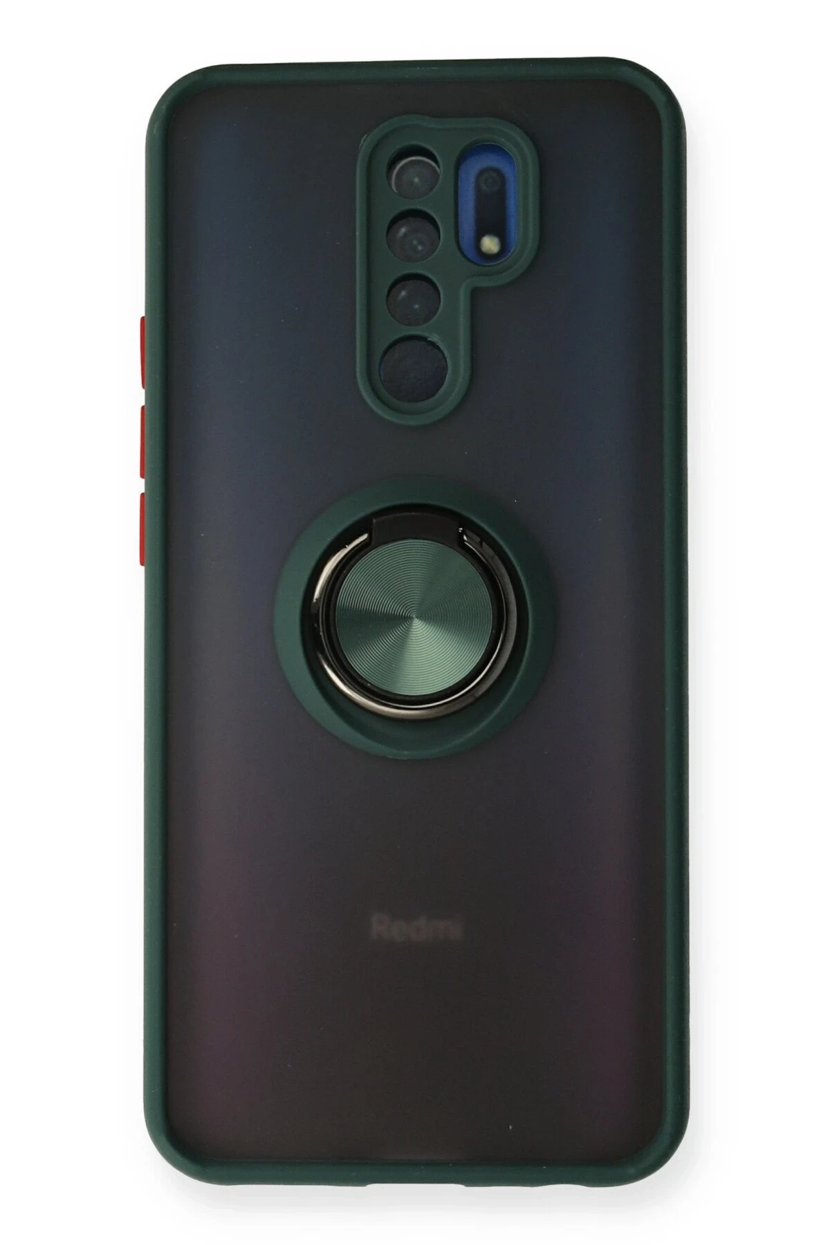 Newface Xiaomi Redmi 9 Kılıf Montreal Yüzüklü Silikon Kapak - Yeşil