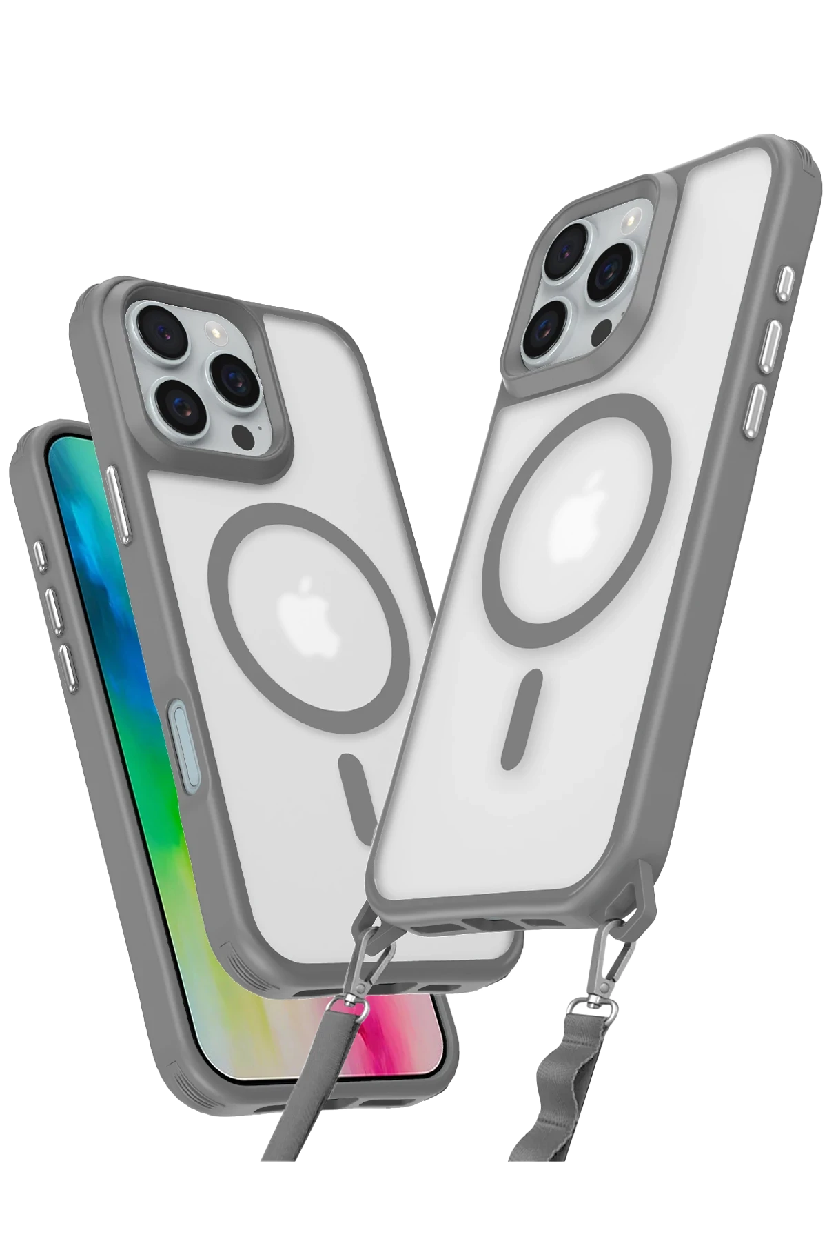 Newface iPhone 16 Pro Max Kılıf Enka Magsafe Silikon Kılıf - Titan Gri