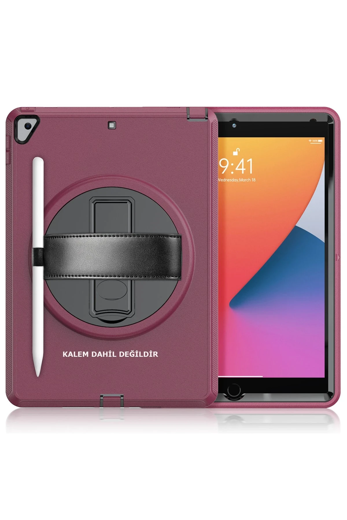 Newface iPad 10.2 (7.nesil) Kılıf Hand Strap Tablet Kılıfı - Mürdüm