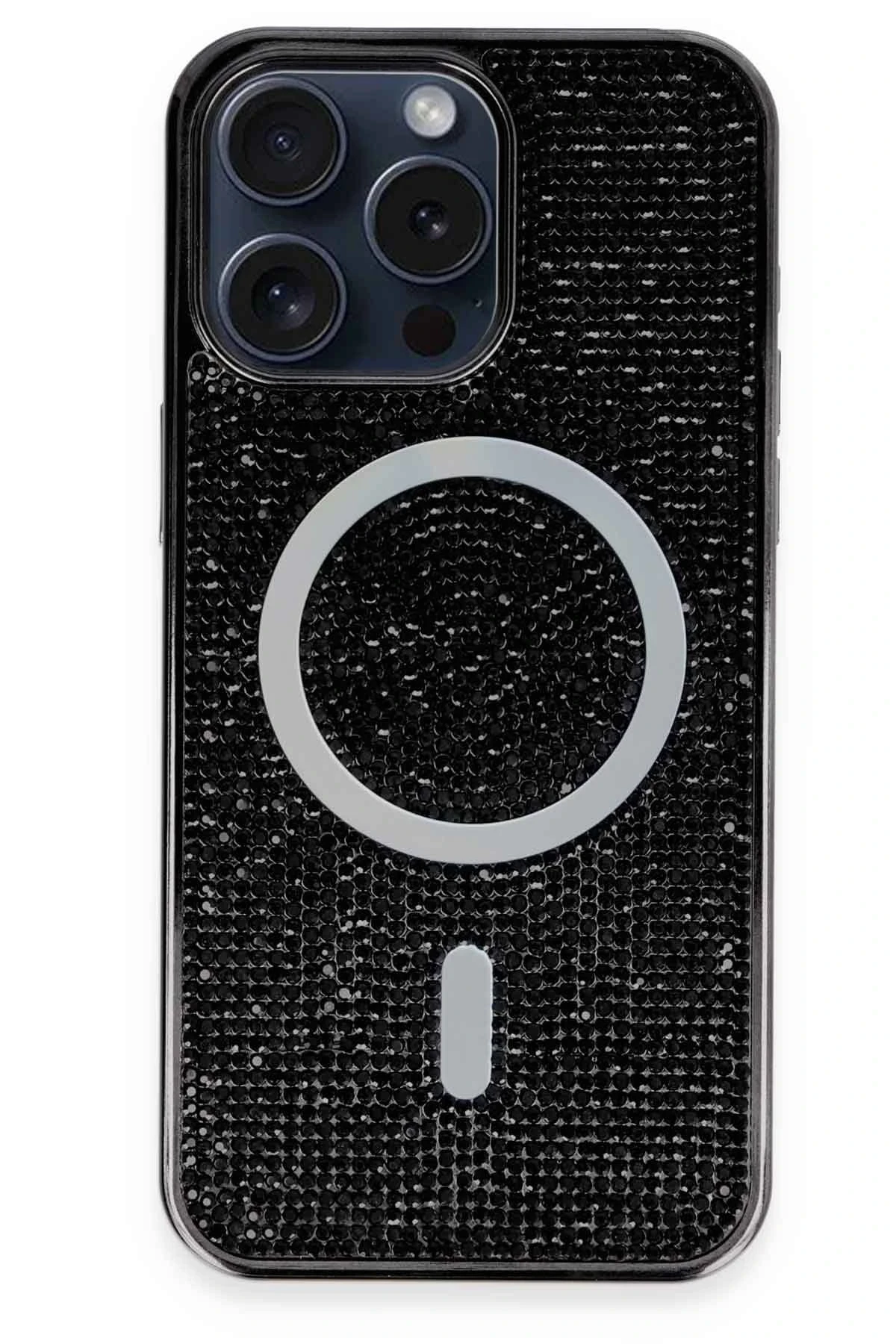 Newface iPhone 15 Pro Max Kılıf Diamond Magsafe Kapak - Siyah-Rainbow
