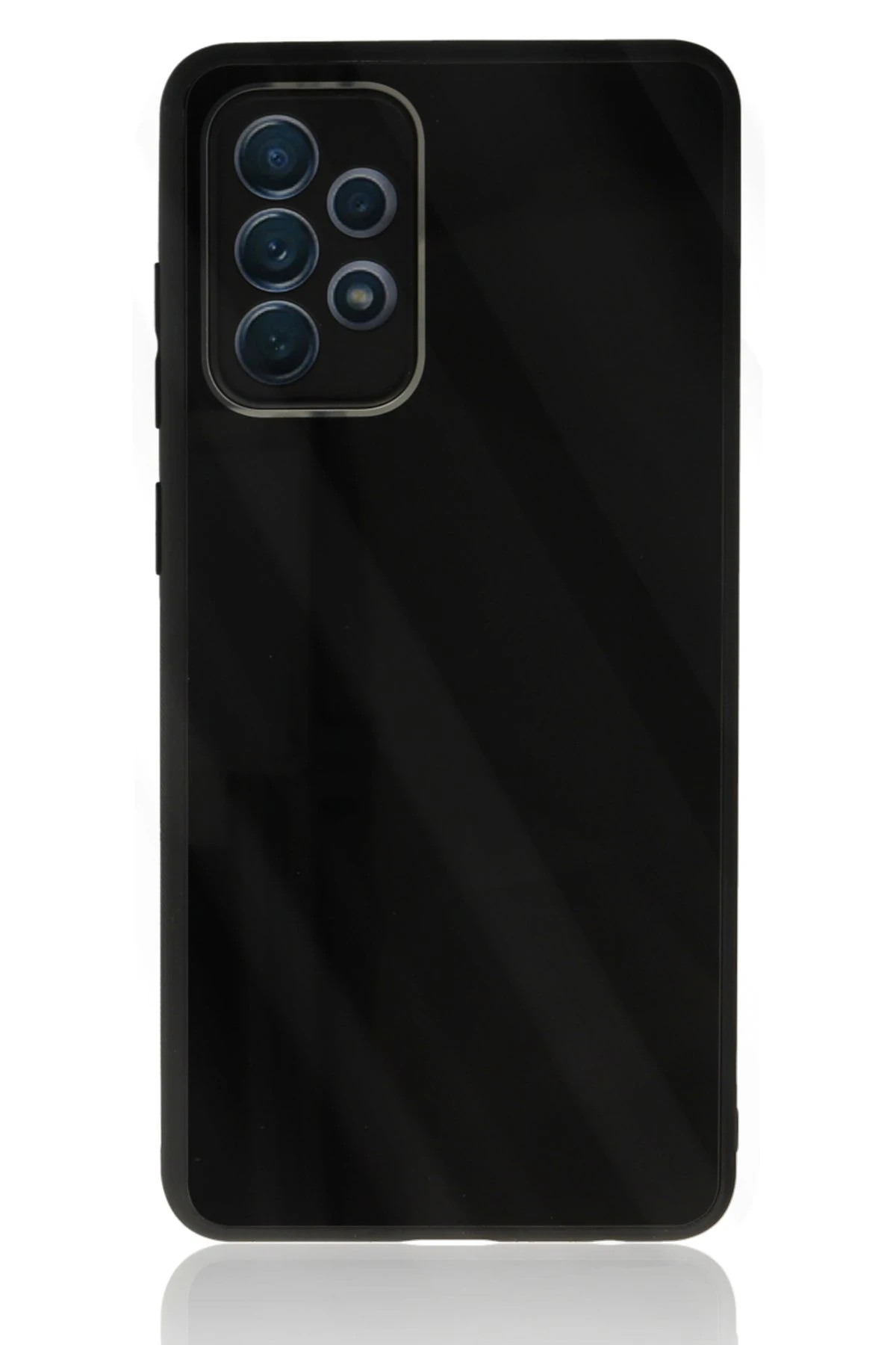 Newface Samsung Galaxy A72 Kılıf Glass Kapak - Siyah