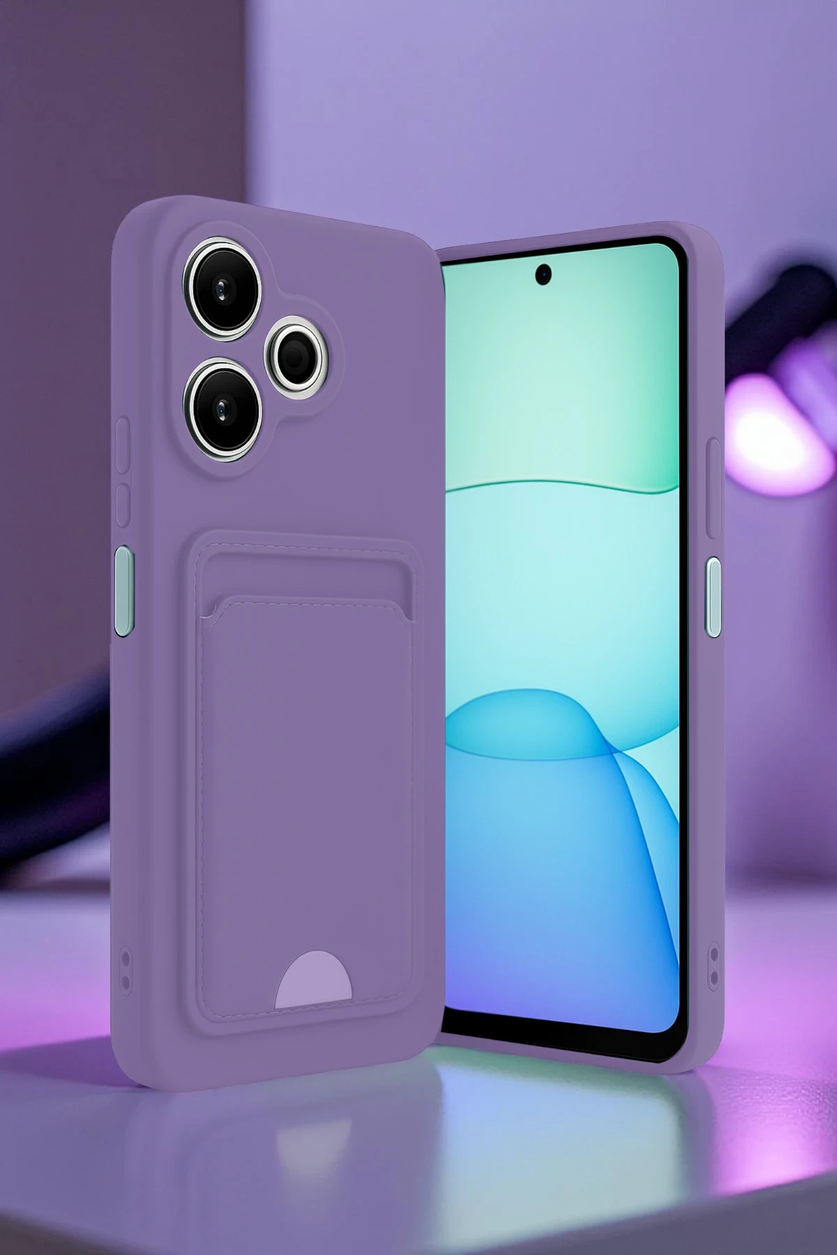 Newface Xiaomi Redmi 13 4G Kılıf Kelvin Kartvizitli Silikon - Koyu Yeşil