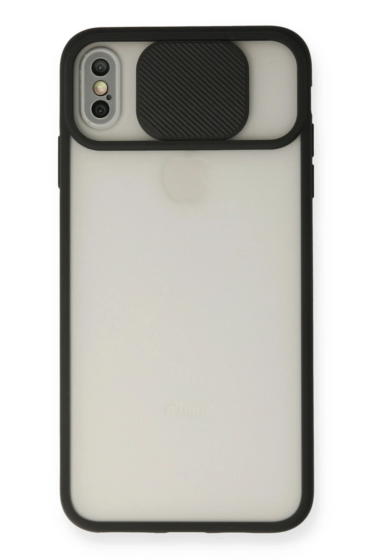 Newface iPhone X Kılıf Palm Buzlu Kamera Sürgülü Silikon - Siyah