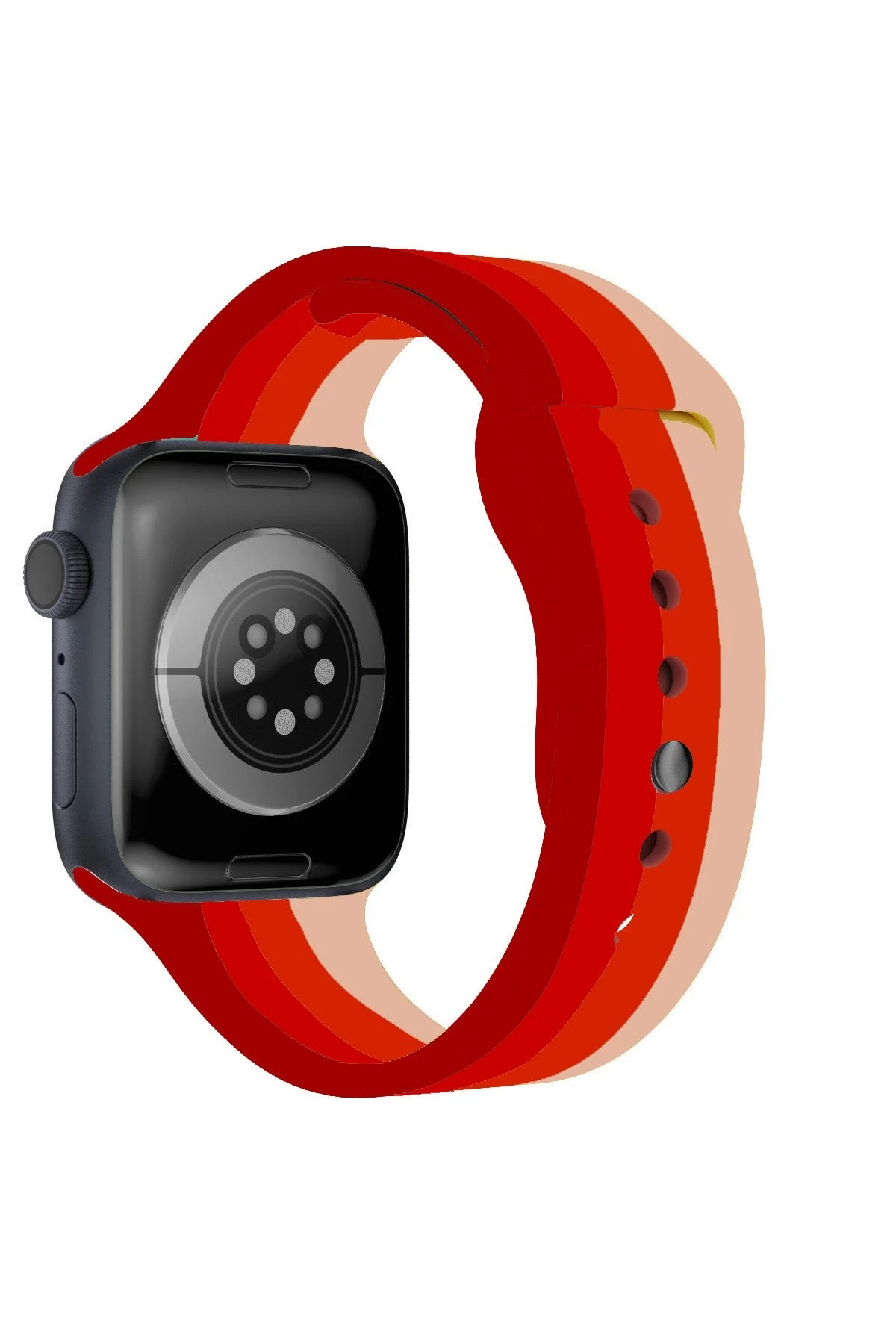 Newface Apple Watch 38mm Gökkuşağı Org Kordon - Bordo-Krem