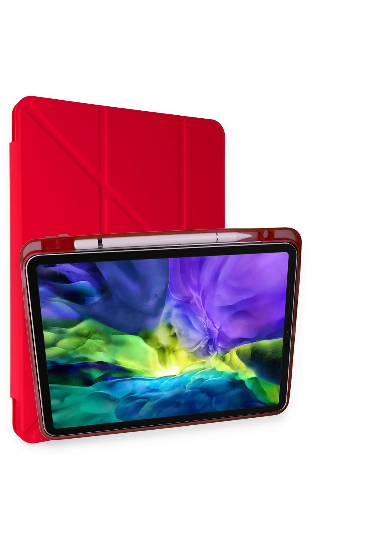 Newface iPad Pro 11 (2018) Kılıf Kalemlikli Mars Tablet Kılıfı - Kırmızı