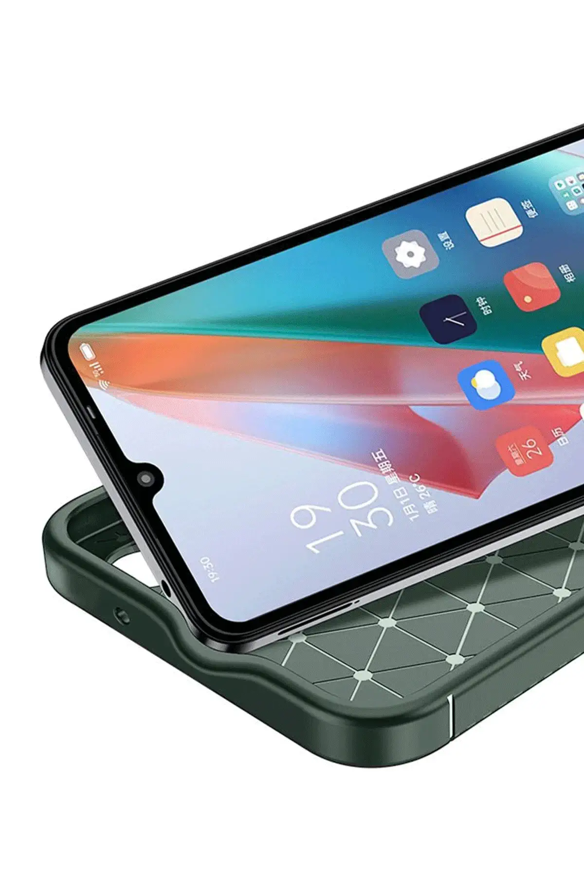Newface Oppo A60 Kılıf Auto Focus Karbon Kapak - Koyu Yeşil