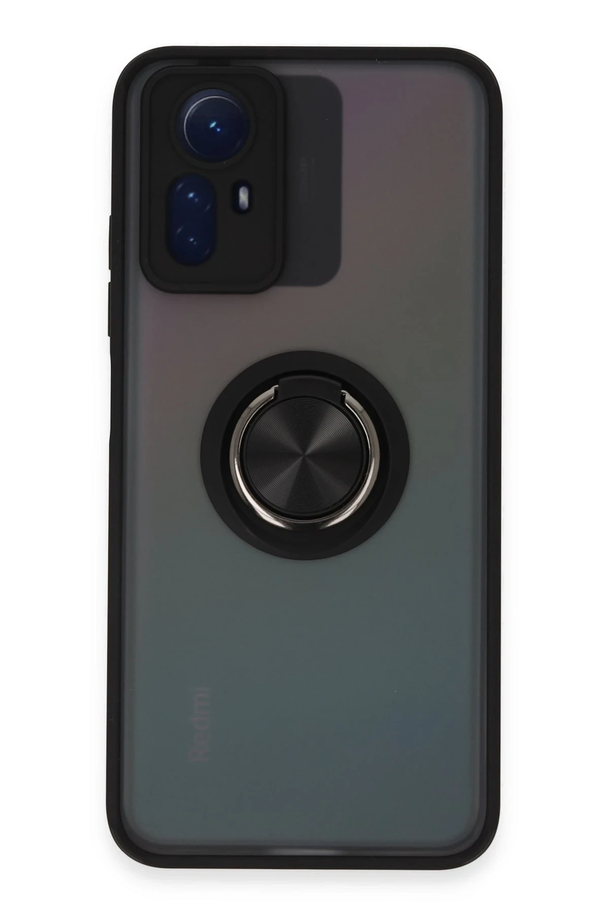 Newface Xiaomi Redmi Note 12S Kılıf Montreal Yüzüklü Silikon Kapak - Siyah