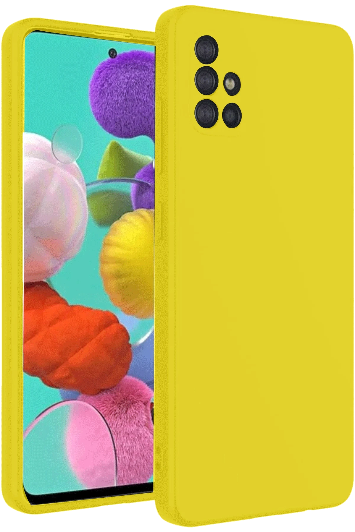 Newface Samsung Galaxy A31 Kılıf Nano içi Kadife Silikon - Sarı