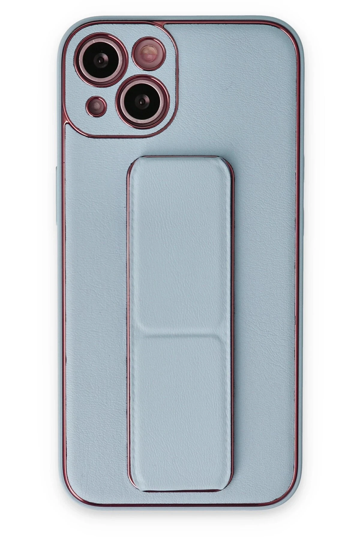 Newface iPhone 14 Plus Kılıf Coco Deri Standlı Kapak - Sky Blue