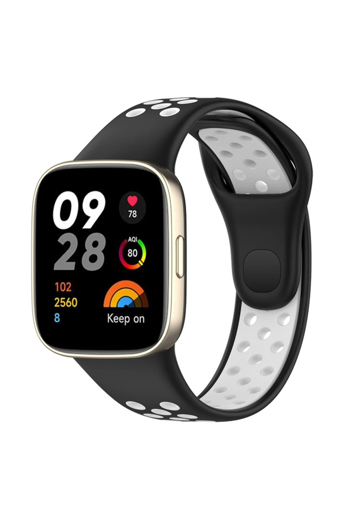 Newface Xiaomi Redmi Watch 3 Spor Delikli Kordon - Siyah-Beyaz