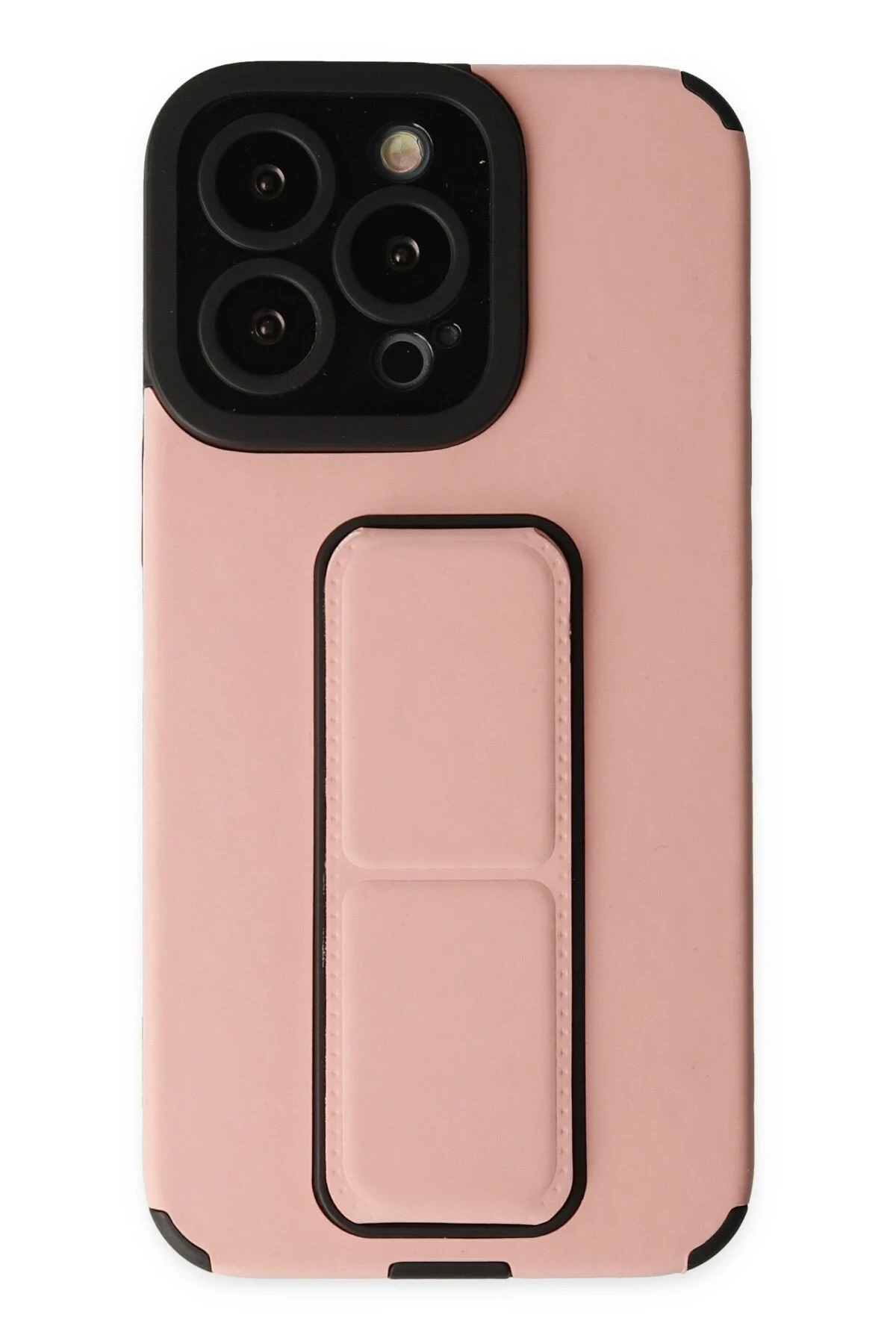 Newface iPhone 13 Pro Kılıf Mega Standlı Silikon - Pudra