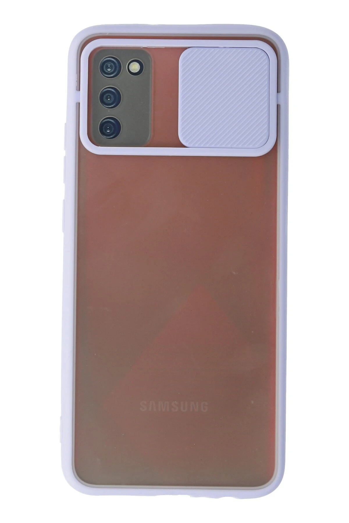 Newface Samsung Galaxy A03S Kılıf Palm Buzlu Kamera Sürgülü Silikon - Lila