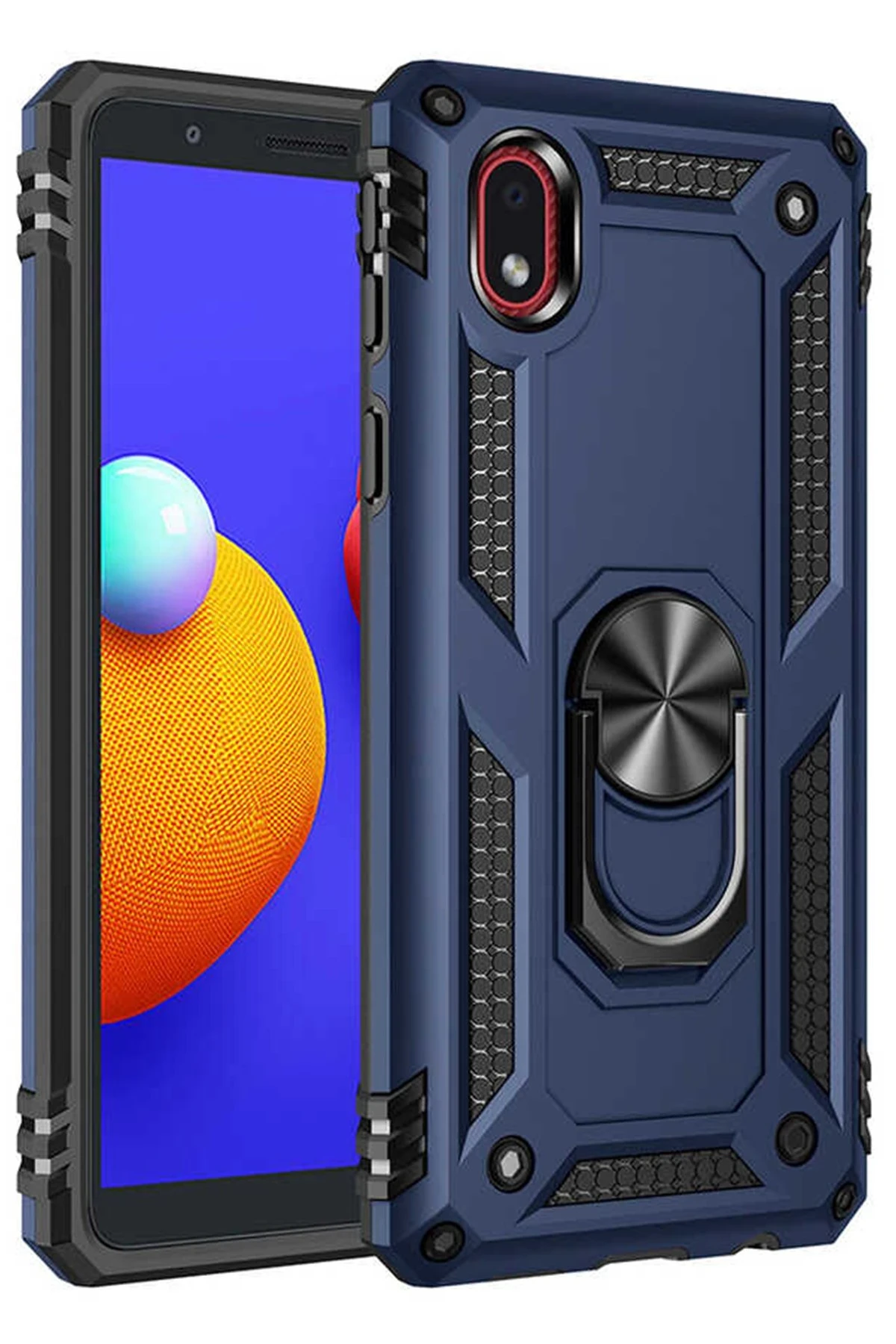 Newface Samsung Galaxy A01 Core Kılıf Sofya Yüzüklü Silikon Kapak - Lacivert
