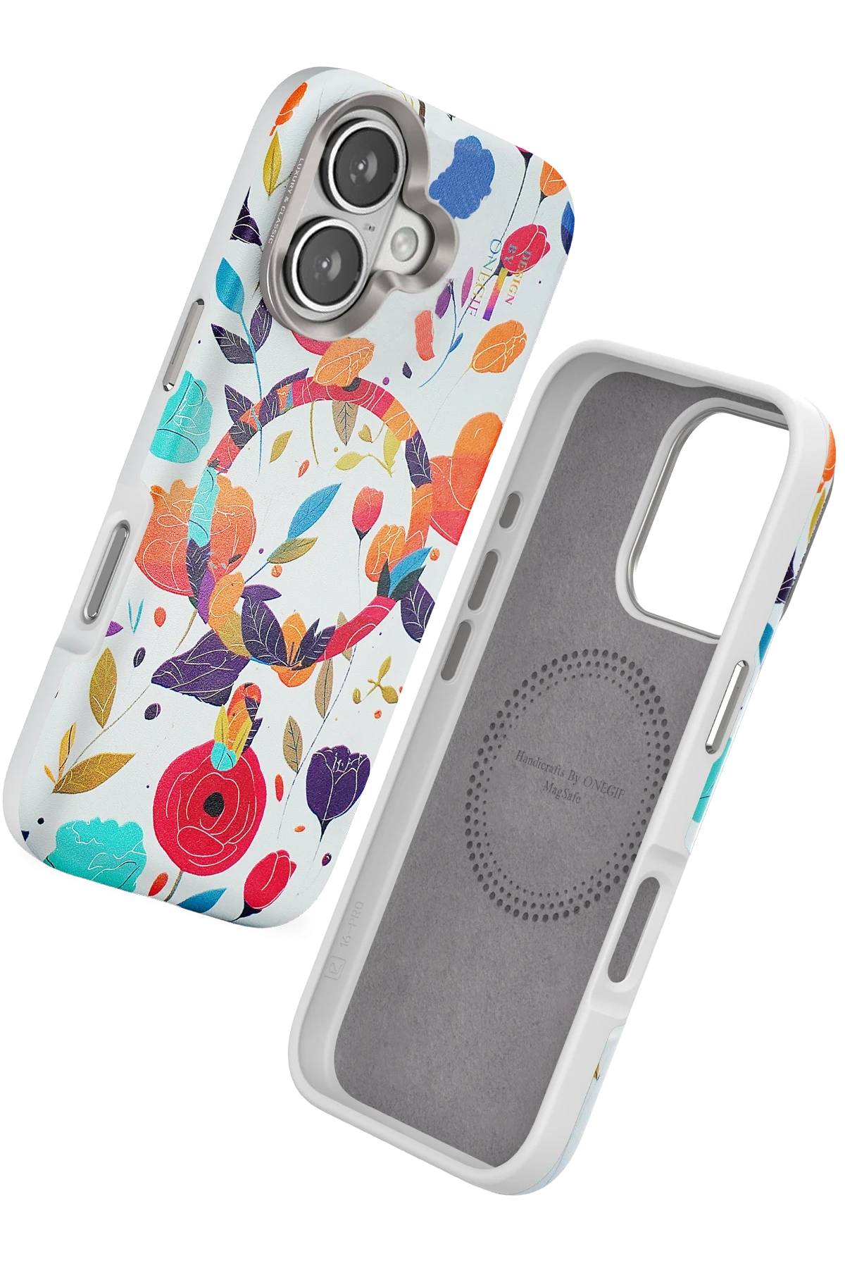 Onegif iPhone 16 Flower Series Magsafe Kapak - Beyaz