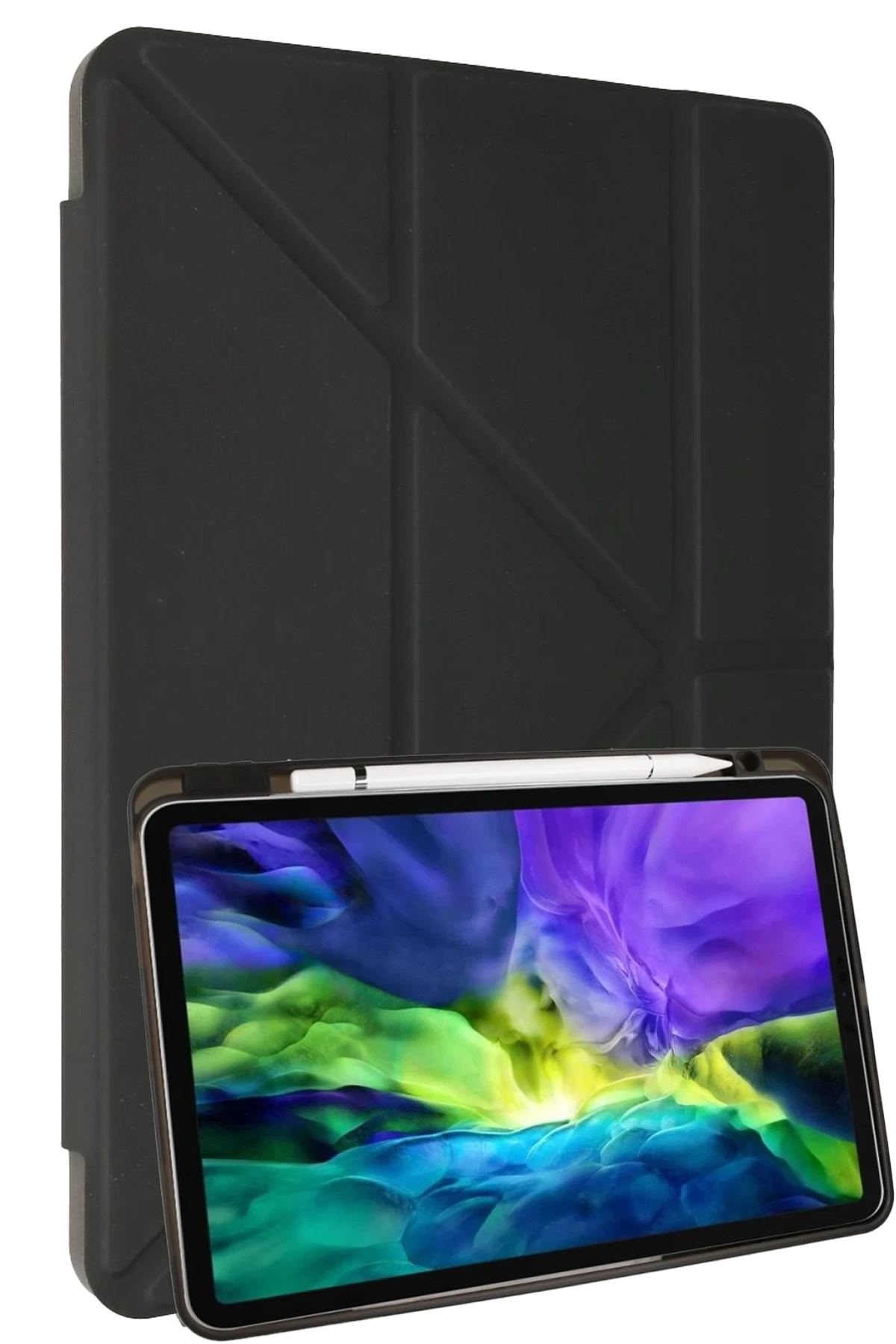 Newface iPad 10.2 (8.nesil) Kılıf Kalemlikli Mars Tablet Kılıfı - Koyu Gri