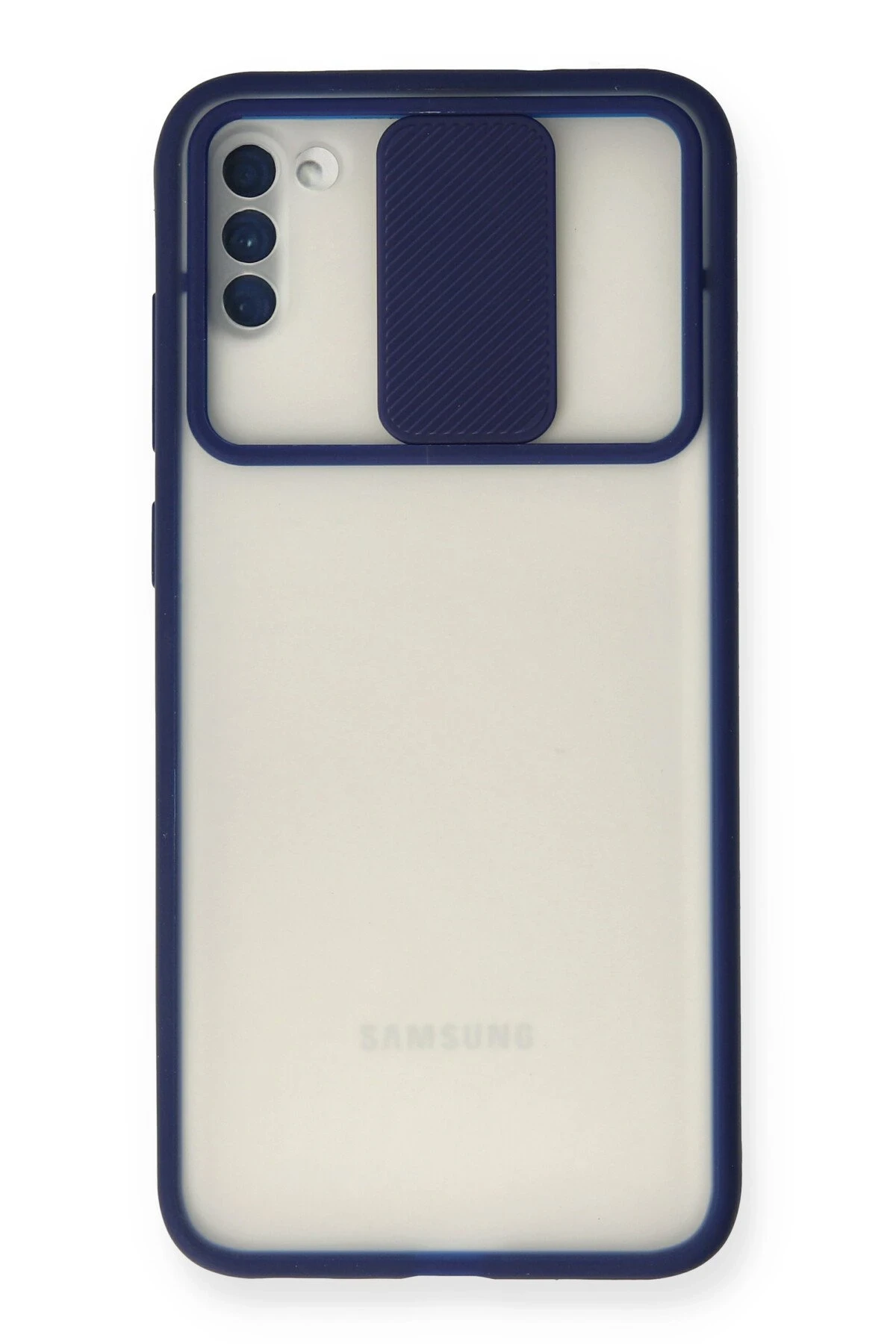 Newface Samsung Galaxy A11 Kılıf Palm Buzlu Kamera Sürgülü Silikon - Lacivert