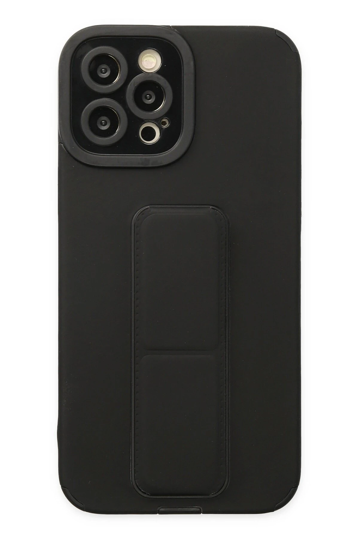 Newface iPhone 12 Pro Max Kılıf Mega Standlı Silikon - Siyah