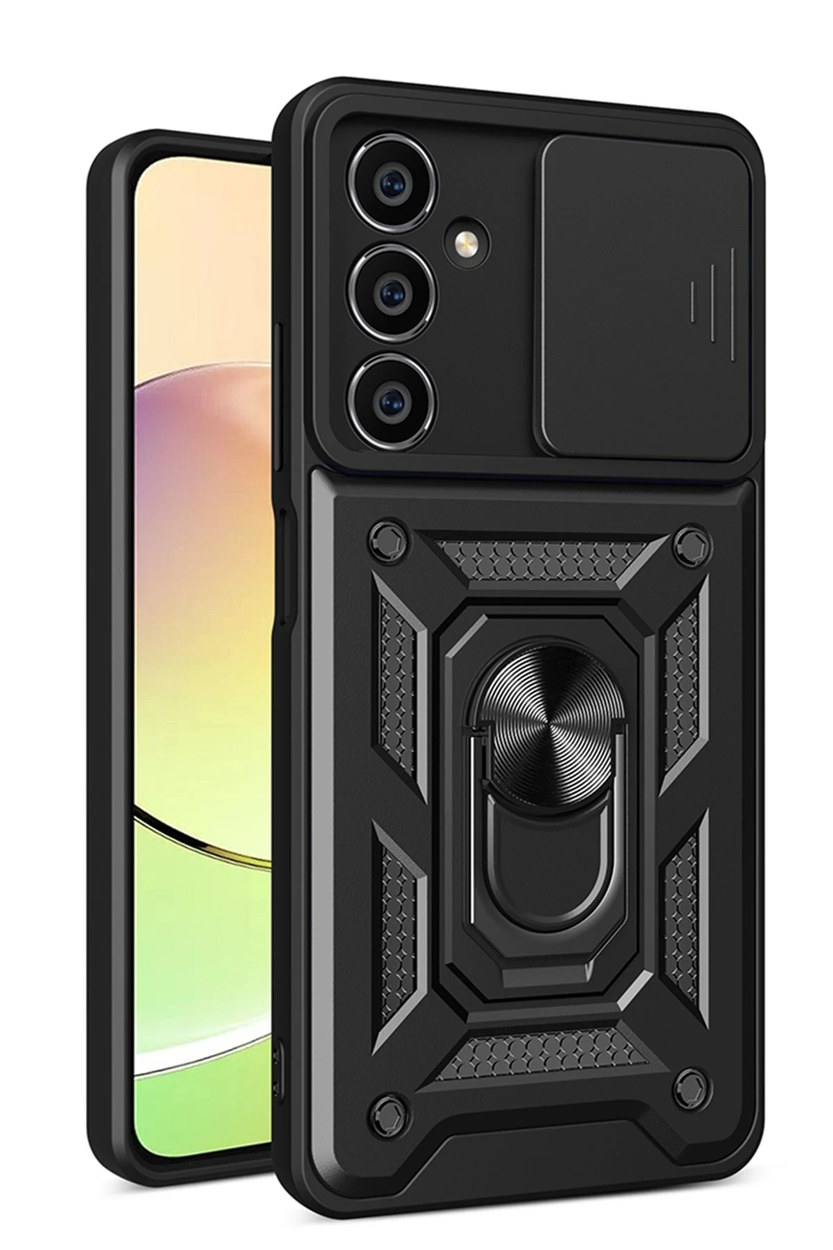 Newface Samsung Galaxy A35 5G Kılıf Pars Lens Yüzüklü Silikon - Siyah