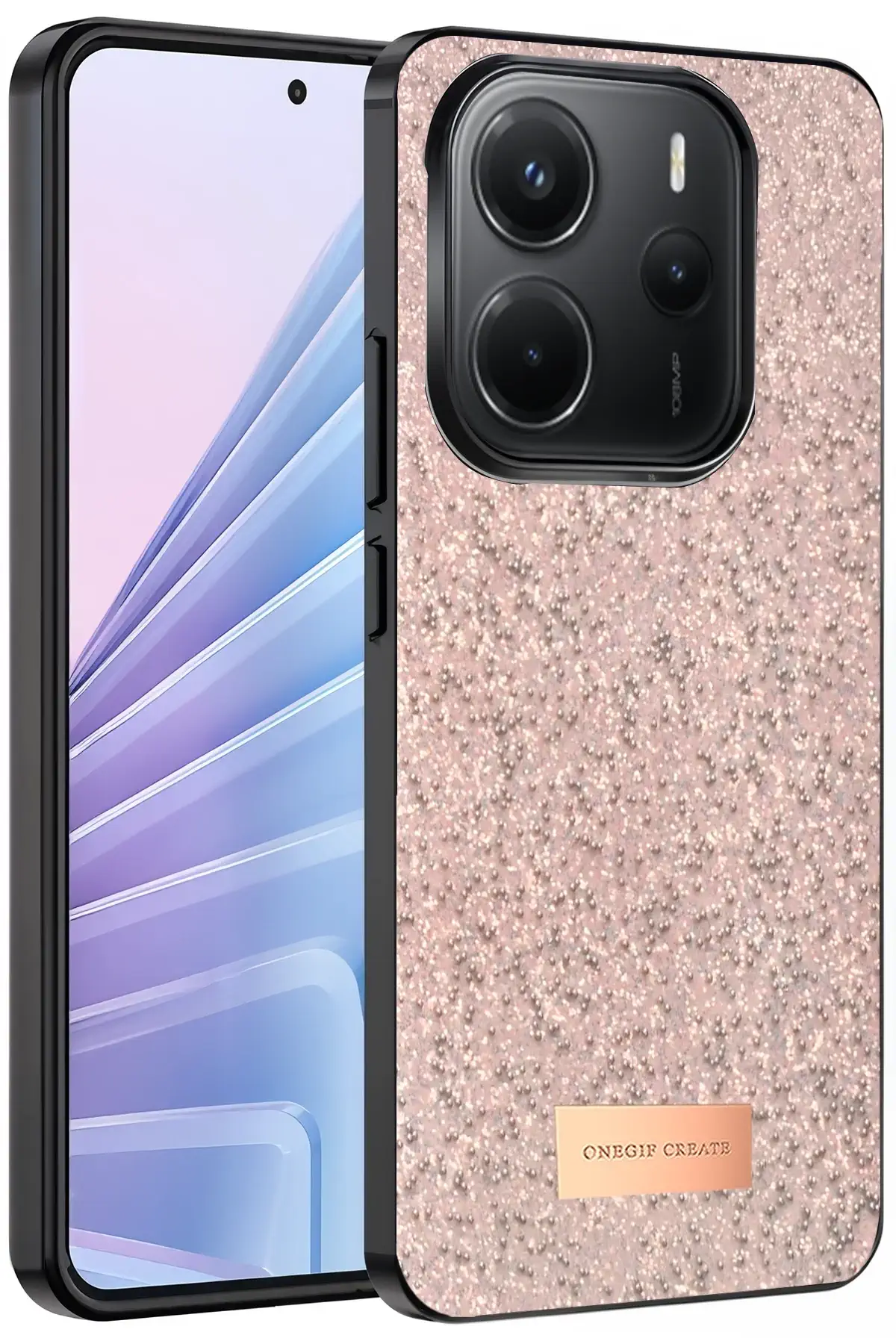 Onegif Xiaomi Redmi Note 14 4G Bright Simli Kapak - Pembe