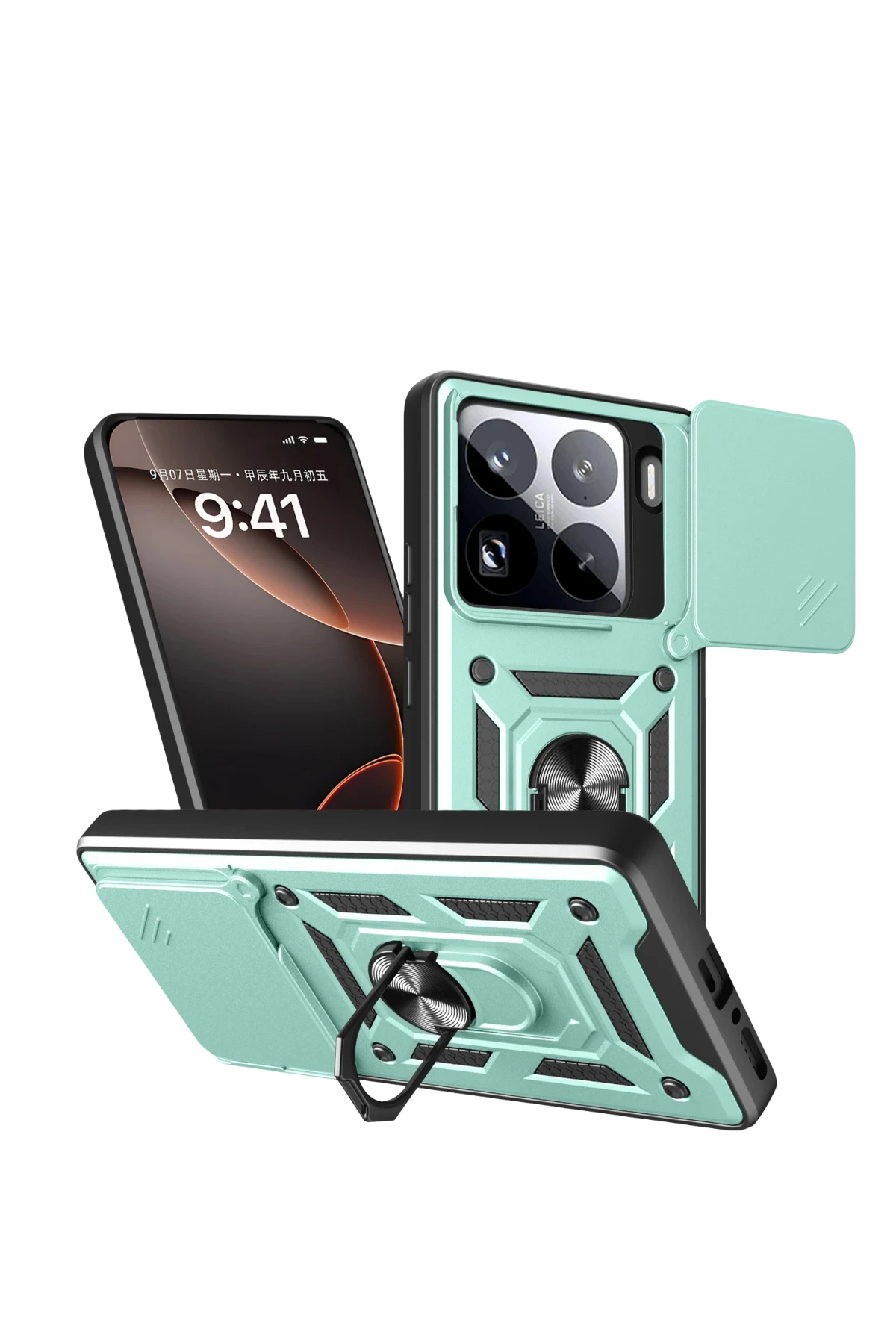Newface Xiaomi Mi 15 Pro Kılıf Pars Lens Yüzüklü Silikon - Yeşil