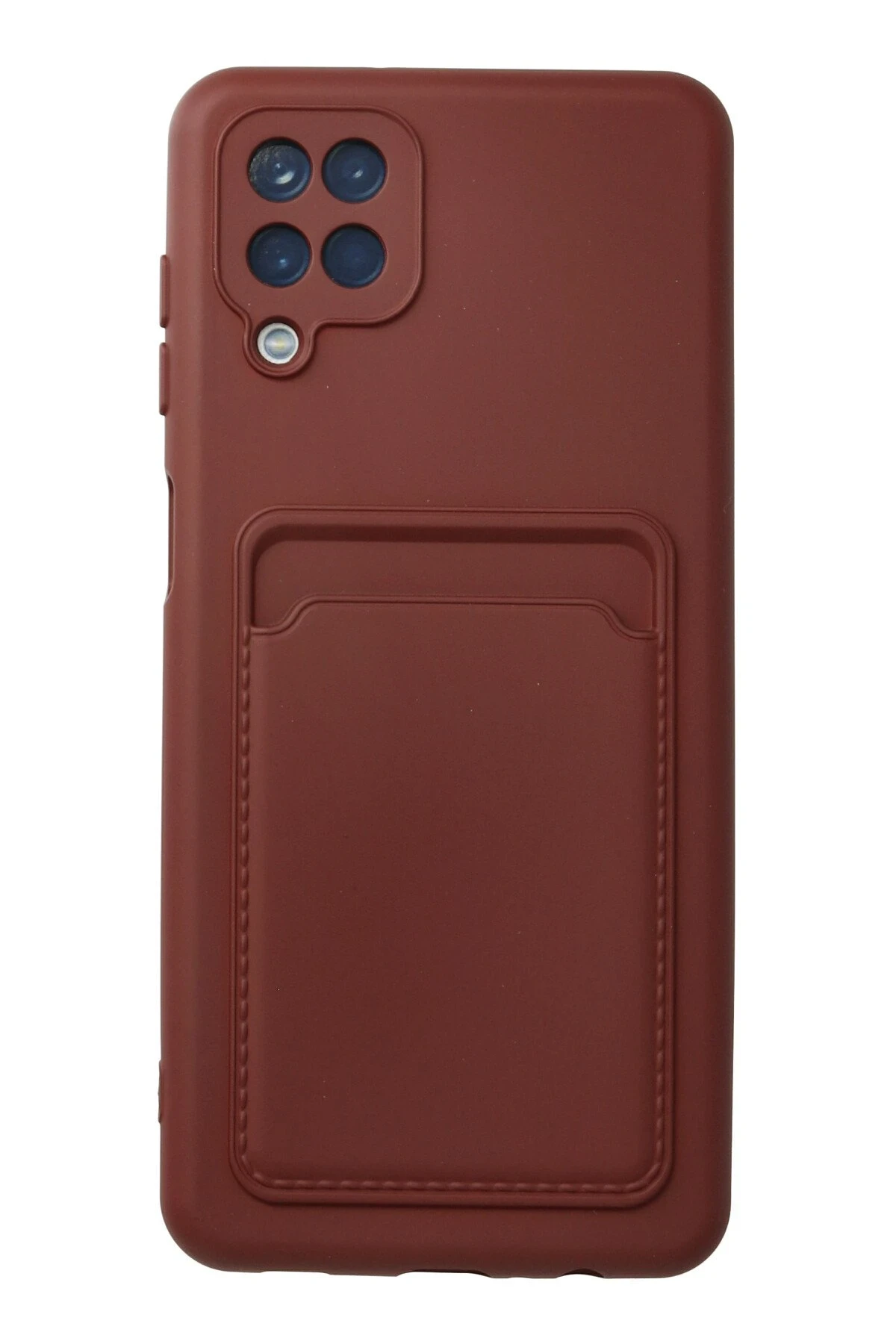 Newface Samsung Galaxy A12 Kılıf Kelvin Kartvizitli Silikon - Bordo