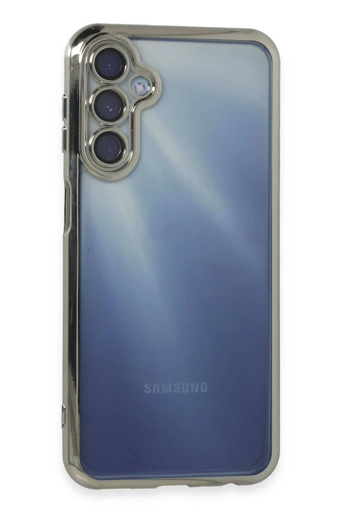 Newface Samsung Galaxy A15 4G Kılıf Razer Lensli Silikon - Gümüş