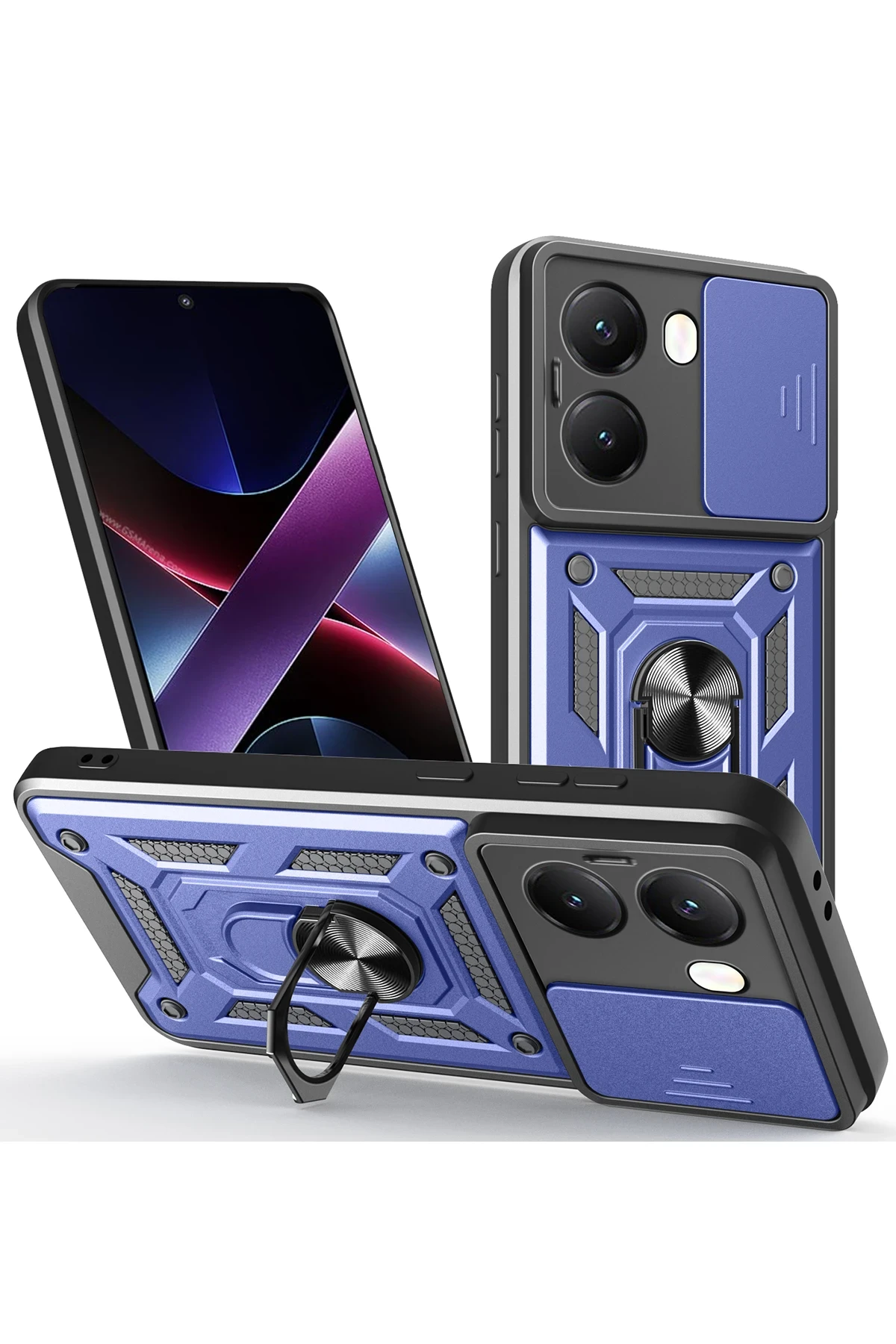 Newface Xiaomi Poco X7 Pro Kılıf Pars Lens Yüzüklü Silikon - Lacivert