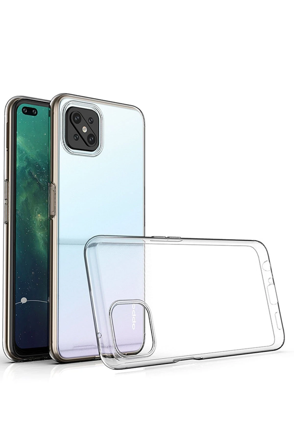 Newface Oppo Reno 4 Lite Kılıf Lüx Şeffaf Silikon - Şeffaf