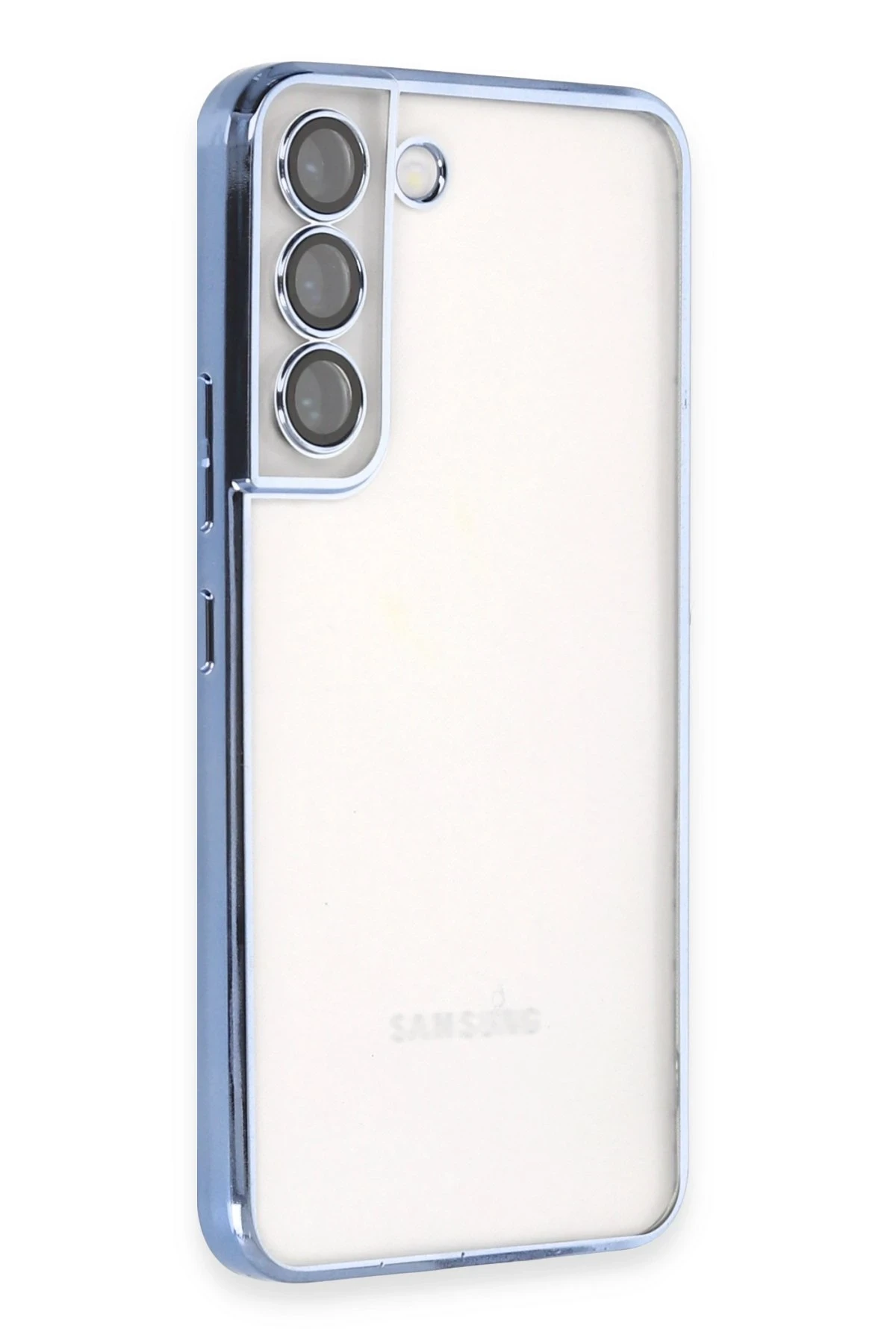 Newface Samsung Galaxy S22 Kılıf Razer Lensli Silikon - Açık Mavi