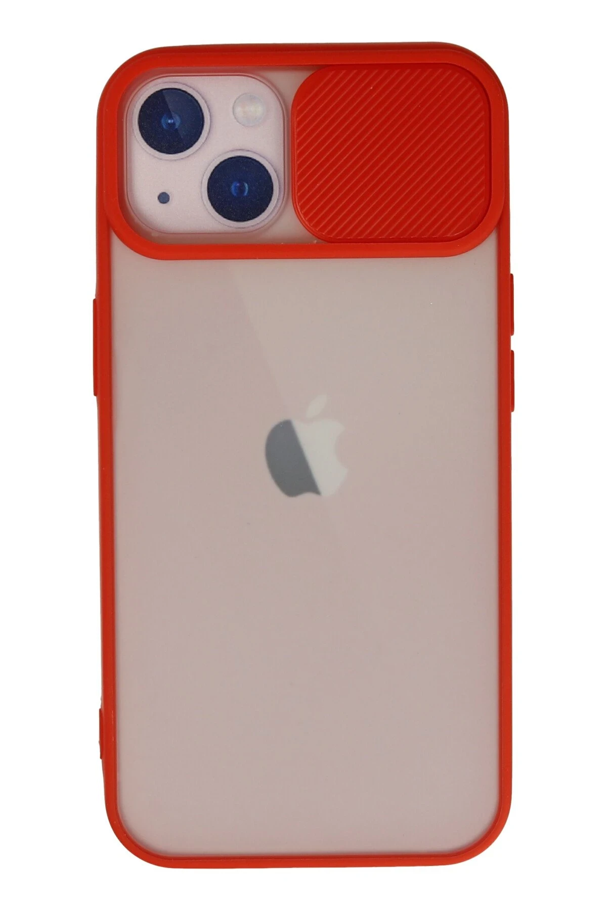 Newface iPhone 13 Kılıf Palm Buzlu Kamera Sürgülü Silikon - Kırmızı