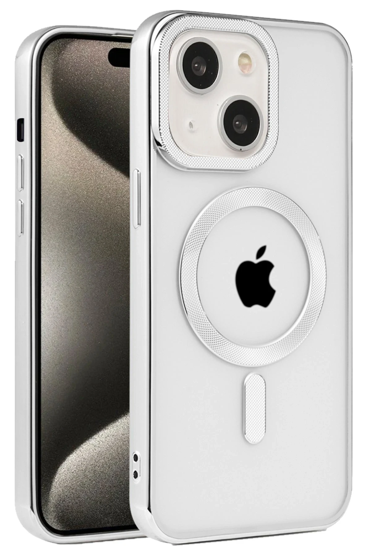 Newface iPhone 15 Kılıf Kronos Magsafe Kapak - Gümüş