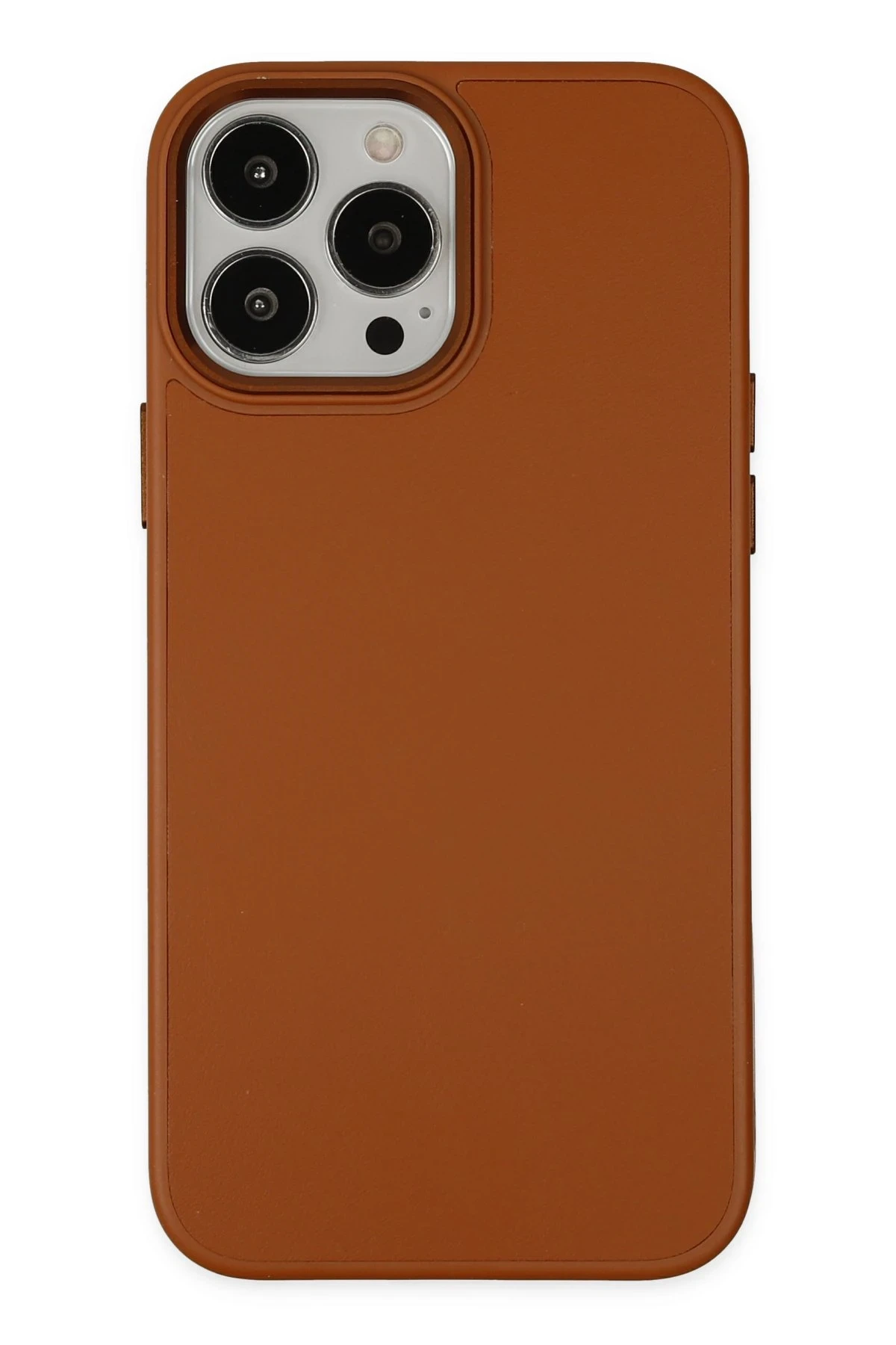 Newface iPhone 13 Pro Max Kılıf Asya Deri Silikon - Kahverengi