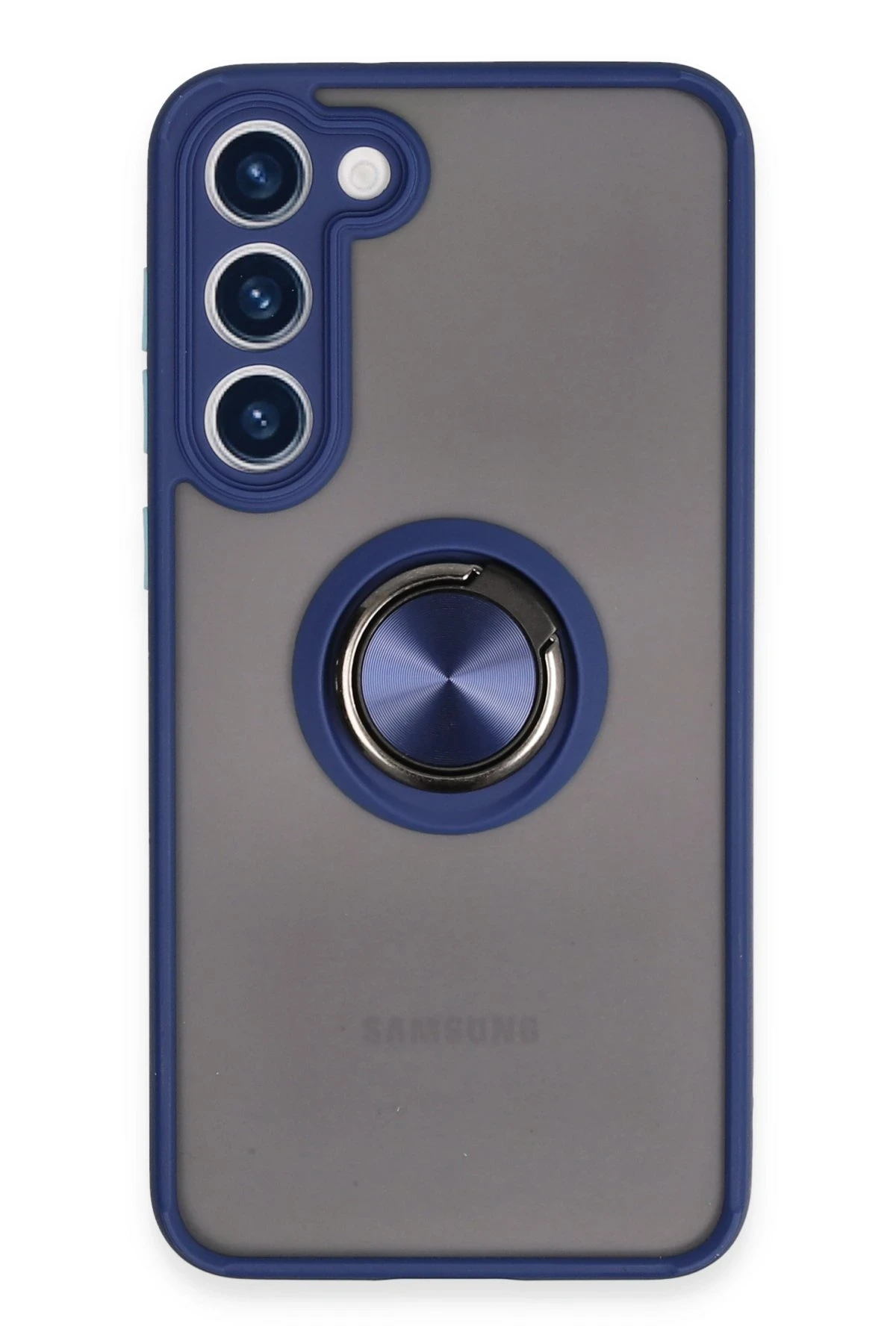 Newface Samsung Galaxy S23 Plus Kılıf Montreal Yüzüklü Silikon Kapak - Lacivert
