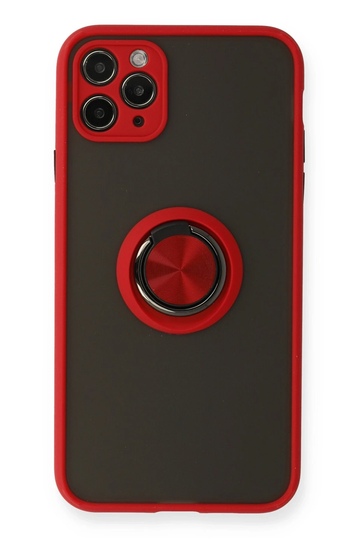 Newface iPhone 11 Pro Max Kılıf Montreal Yüzüklü Silikon Kapak - Kırmızı