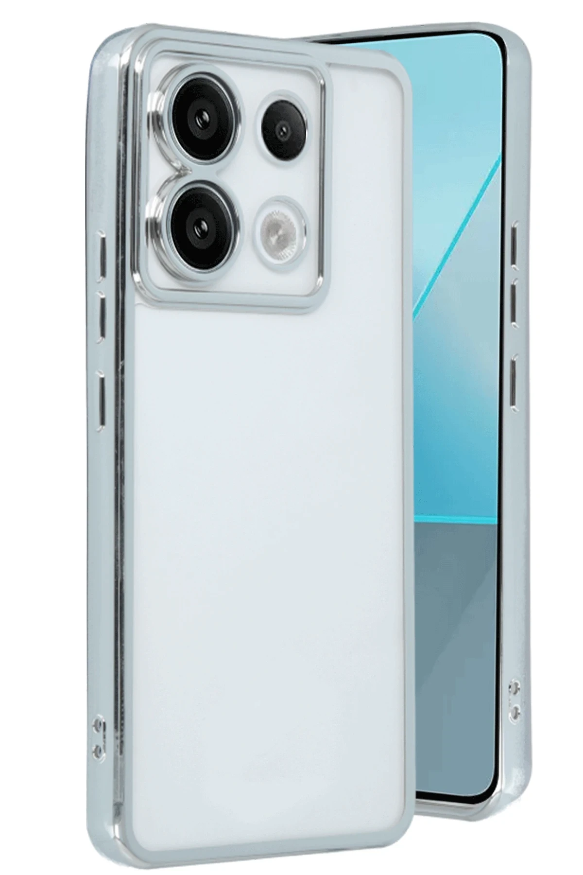 Newface Xiaomi Poco X6 Kılıf Razer Lensli Silikon - Gümüş