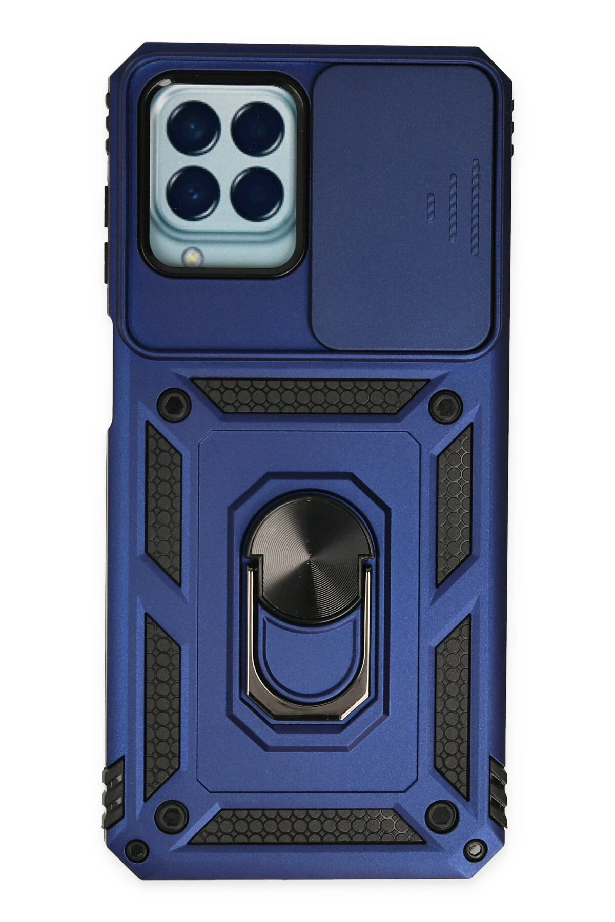 Newface Samsung Galaxy M33 Kılıf Pars Lens Yüzüklü Silikon - Lacivert