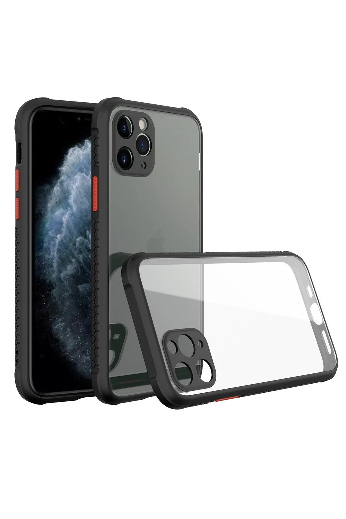 Newface iPhone 11 Pro Max Kılıf Miami Şeffaf Silikon - Siyah