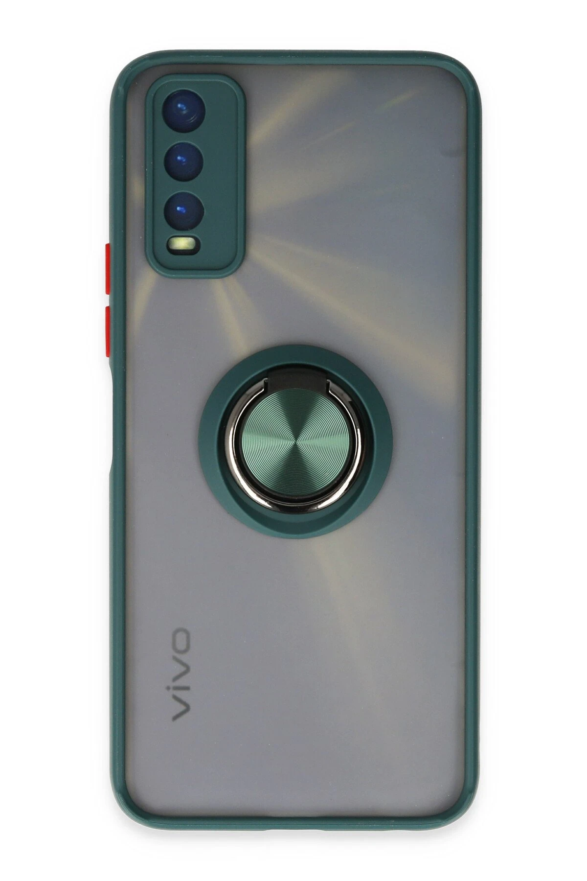 Newface Vivo Y11S Kılıf Montreal Yüzüklü Silikon Kapak - Yeşil