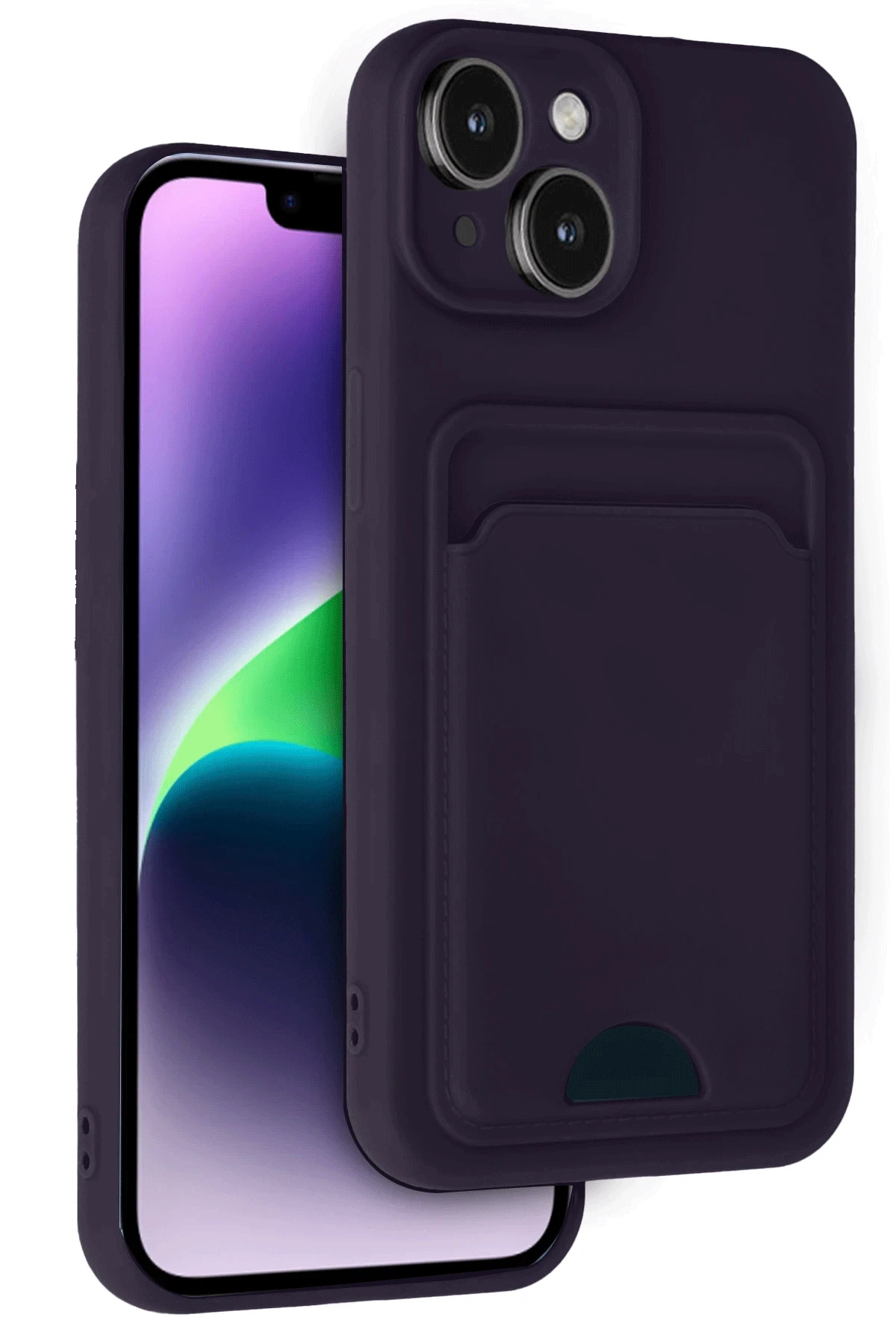 Newface iPhone 14 Kılıf Kelvin Kartvizitli Silikon - Derin Mor