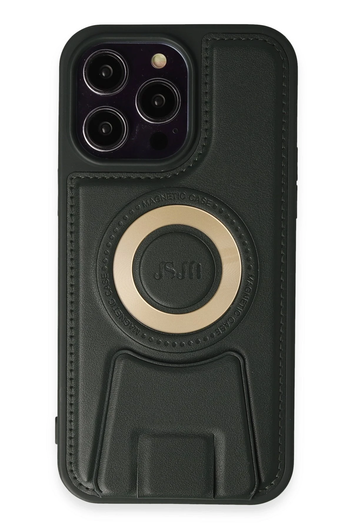 Newface iPhone 14 Pro Max Kılıf Merkür Magneticsafe Standlı Kapak - Koyu Yeşil