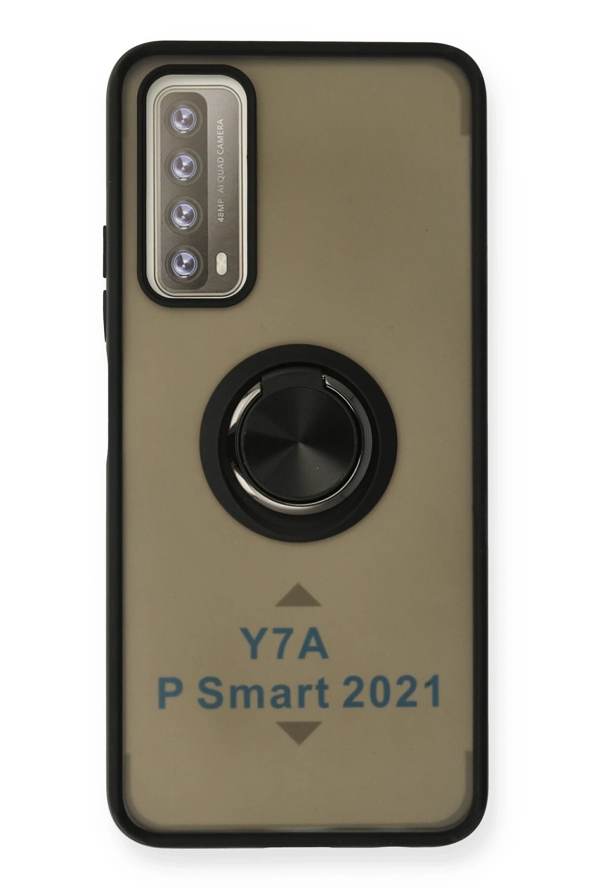 Newface Huawei P Smart 2021 Kılıf Montreal Yüzüklü Silikon Kapak - Siyah