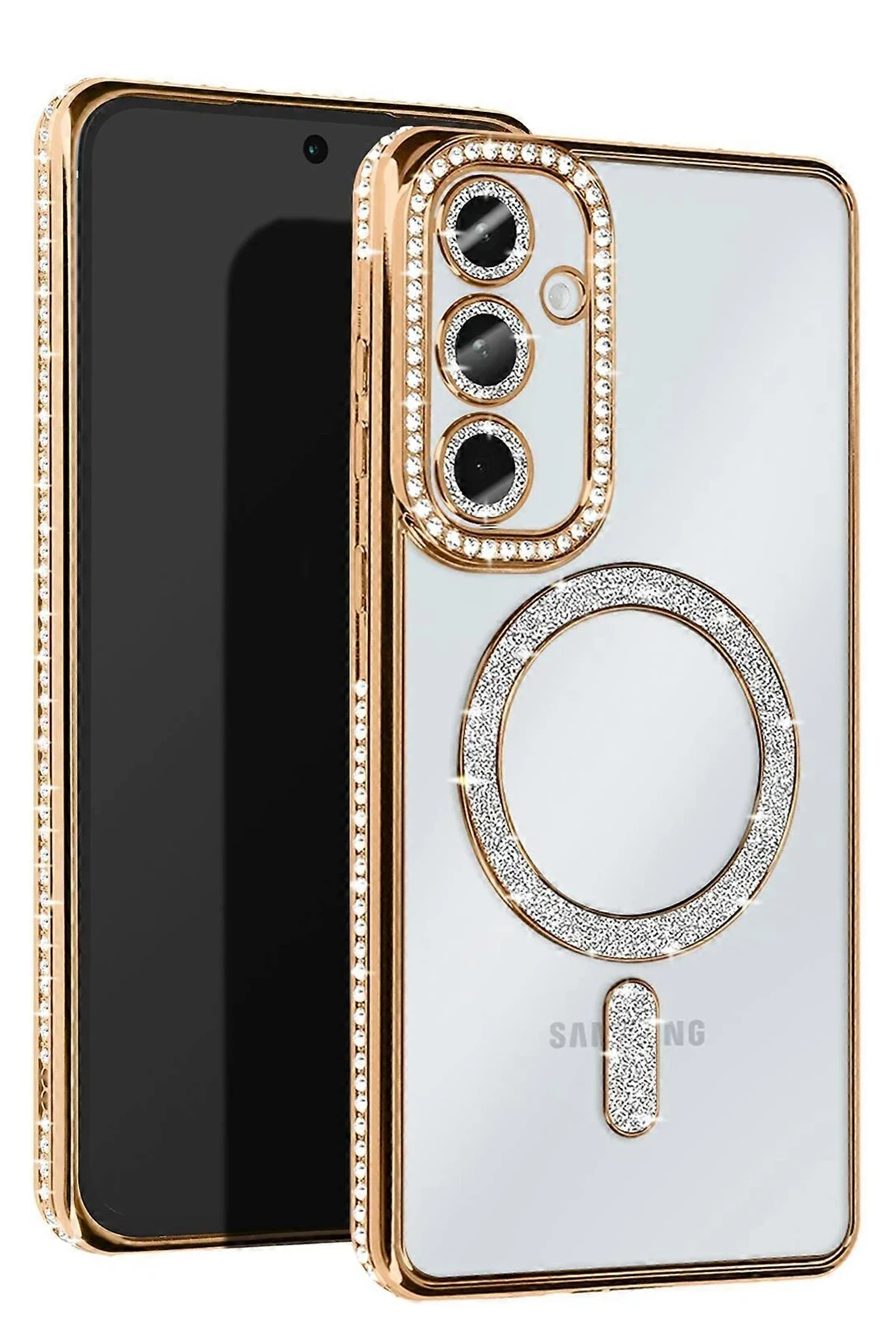 Newface Samsung Galaxy S25 Edge Joke Simli Magneticsafe Kılıf - Gold